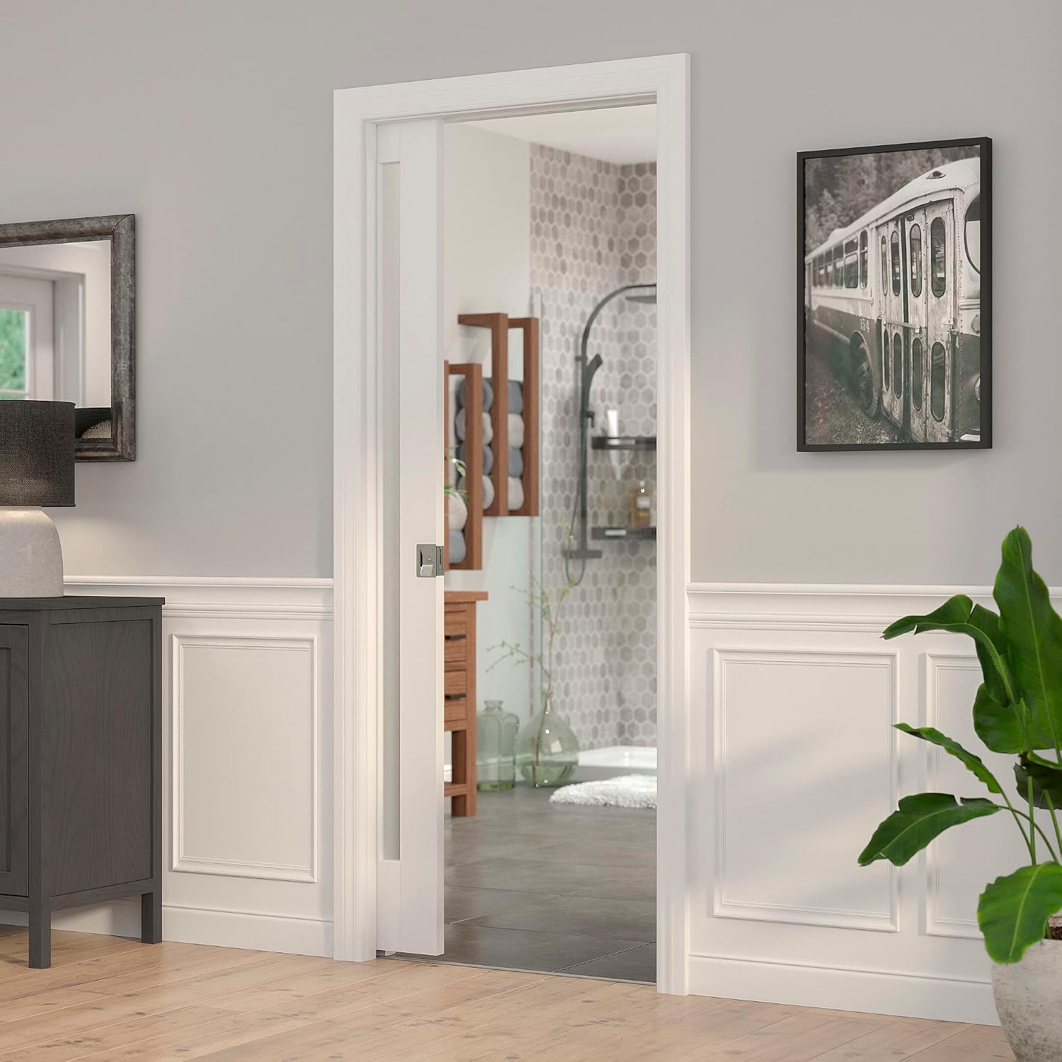 Richelieu | Onward Privacy Pocket Door Pull, Rectangular, Antique Nickel
