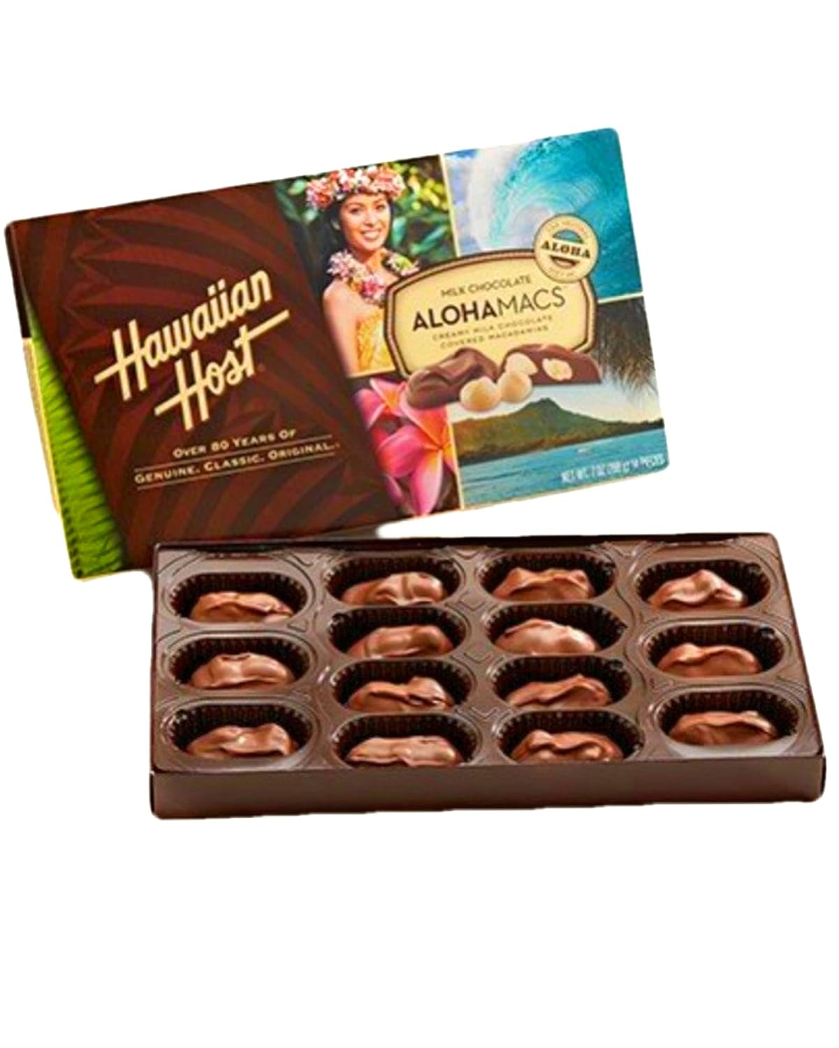 Hawaiian Host Aloha Macs Milk Chocolate Macadamia Nuts (6 ounce box, 12 pieces) (1 Box)