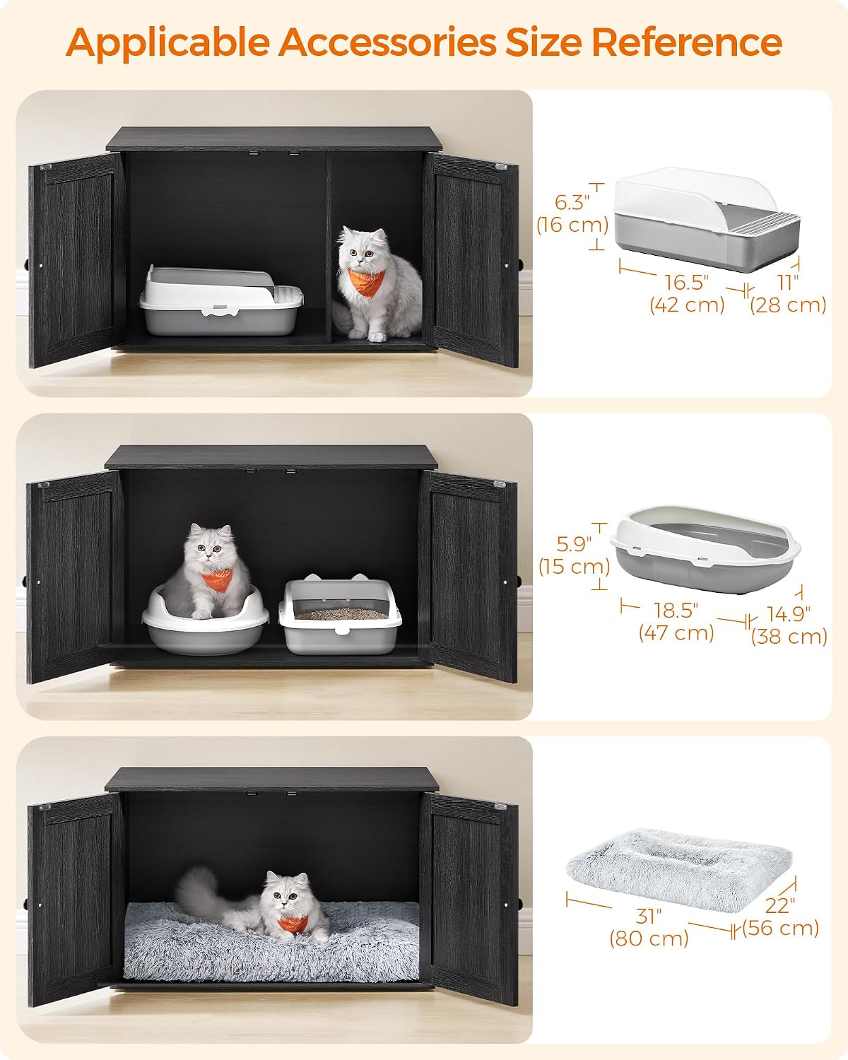 Feandrea Cat Litter Box Enclosure, End Table, 31.5 x 20.9 x 19.7 Inches