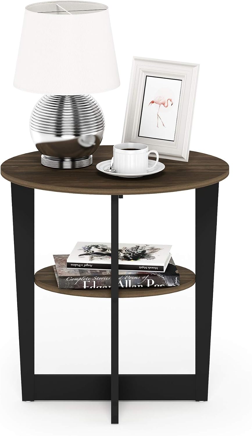 Furinno SIMPLE DESIGN Side Table, 2-Tier Modern End Table with Soft Edges, Open Shelves Night Stand, Bedside Table, for Living Room, Bedroom, French Oak