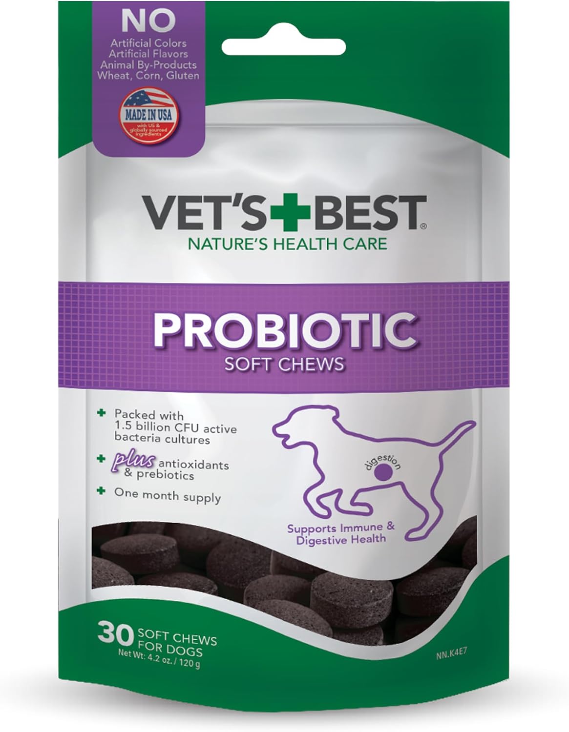Vet's Best Probiotic Soft Chews for Dogs, Digestive Aid, 30 Day Supply | Probiotic Soft Chews, Supports Digestive Health & Healthy Gut Flora, Daily Supplement for Dogs, 30 Day Supply