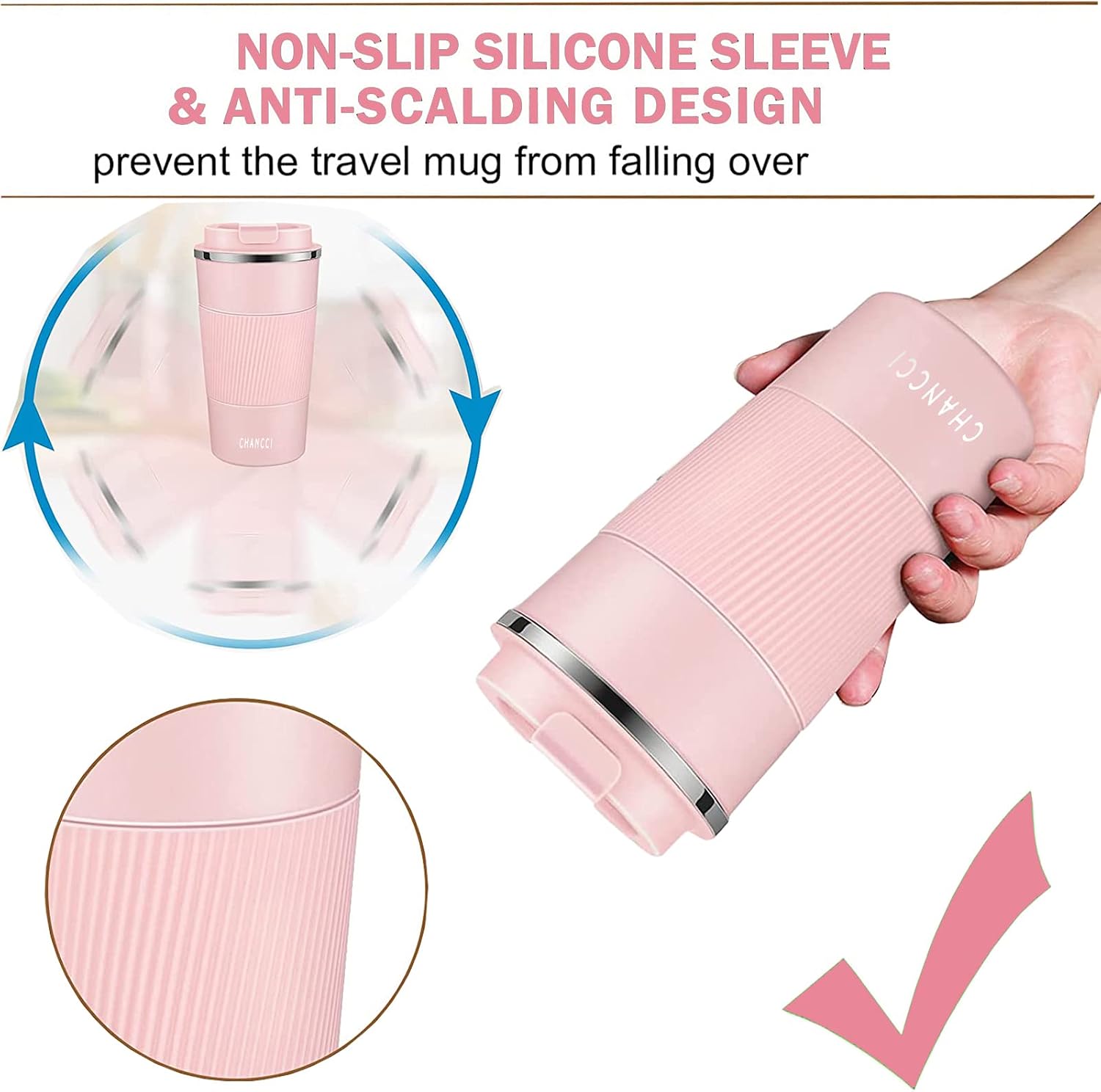16oz Travel Coffee Mug Spill Proof, Insulated Coffee Mug with Lid, Leakproof Coffee Tumbler, Stainless Steel Vacuum Coffee Cup for Hot/Cold Drinks