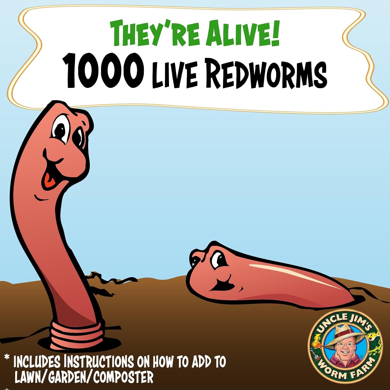 Uncle Jim's Worm Farm 1000 Count Red Wiggler Composting Worms Mix for Garden Soil or Fishing | Pack of Compost Worms Improves Soil Structure and