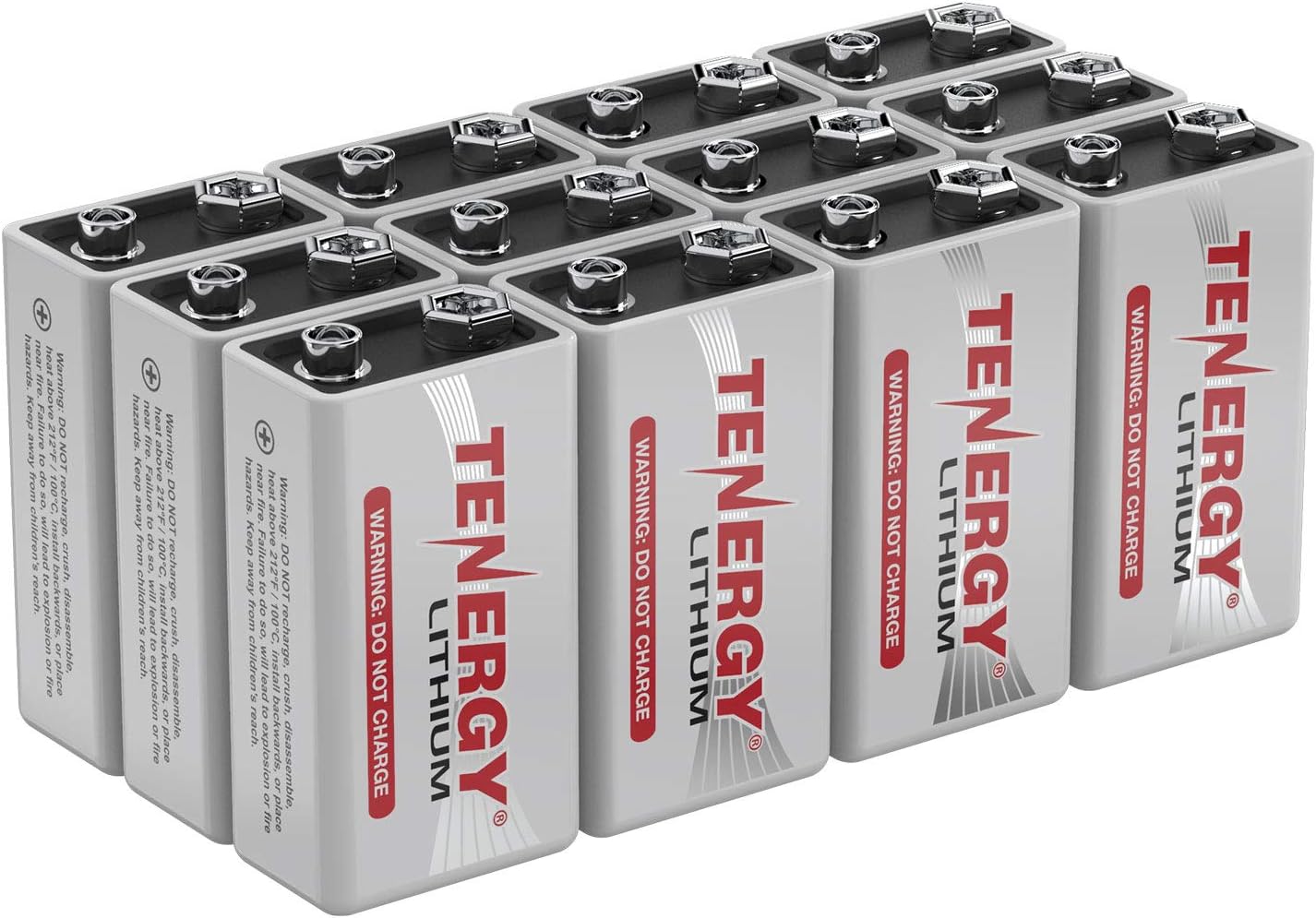 Tenergy 9V Lithium Batteries, 1200mah Non-Rechargeable Batteries, 10 Years Shelf Life Lithium 9 Volt Batteries, 2 Pack