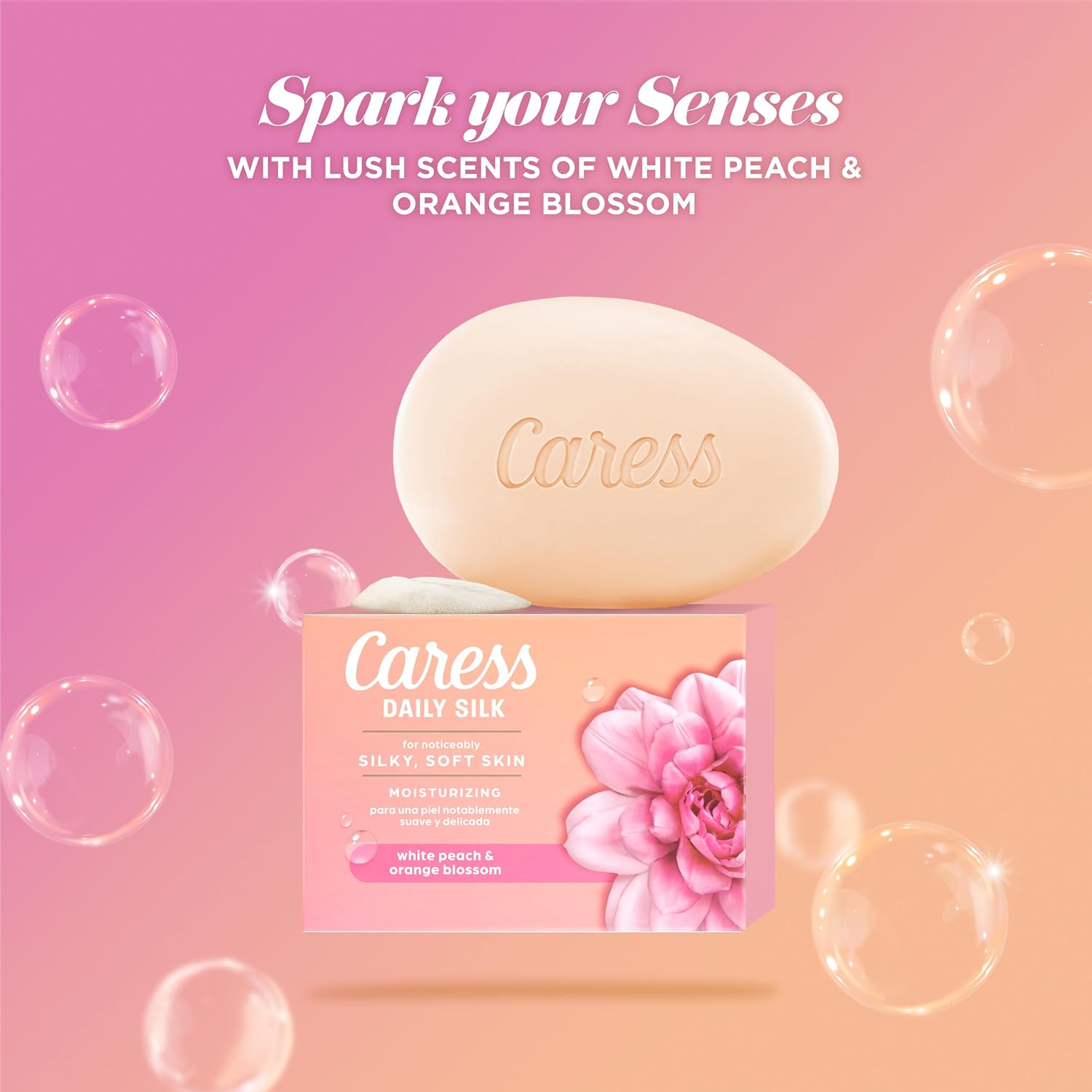 Caress Beauty Bar Soap For Noticeably Silky Soft Skin Daily Silk Extract and Floral Oil Essence 3.15 oz 3 Bars