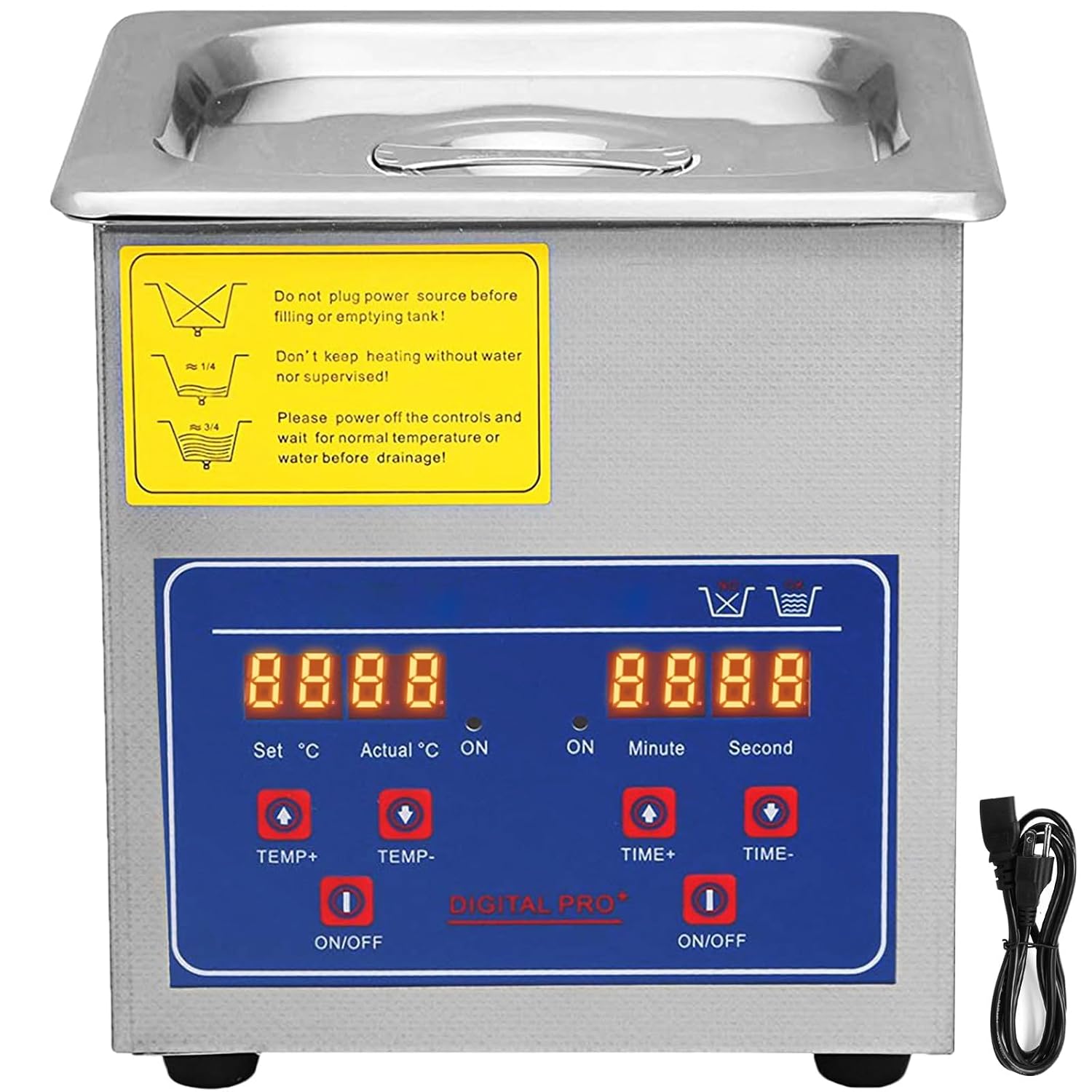 VEVOR 6L Commercial Sonic Cleaner, 40kHz Professional Cleaning Machine with Digital Timer & Heater, 110V - Ideal for Watches, Instruments, and Industrial Parts, FCC/CE/RoHS Certified | with Digital Timer and Heater, 110V, for Watch, Instruments, and Indu…