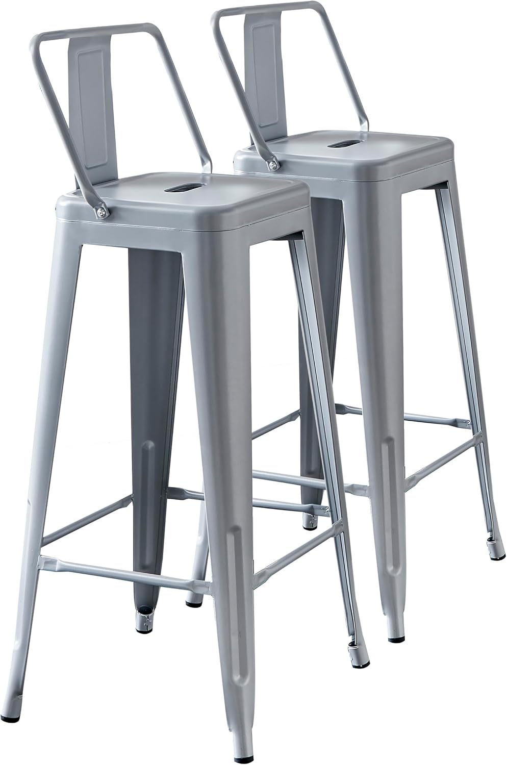 AC Pacific 30” Metal Barstool Set of 2 – Country Rustic Style with Low Back, Lightweight & Sturdy Build, Easy Assembly – Matte Black