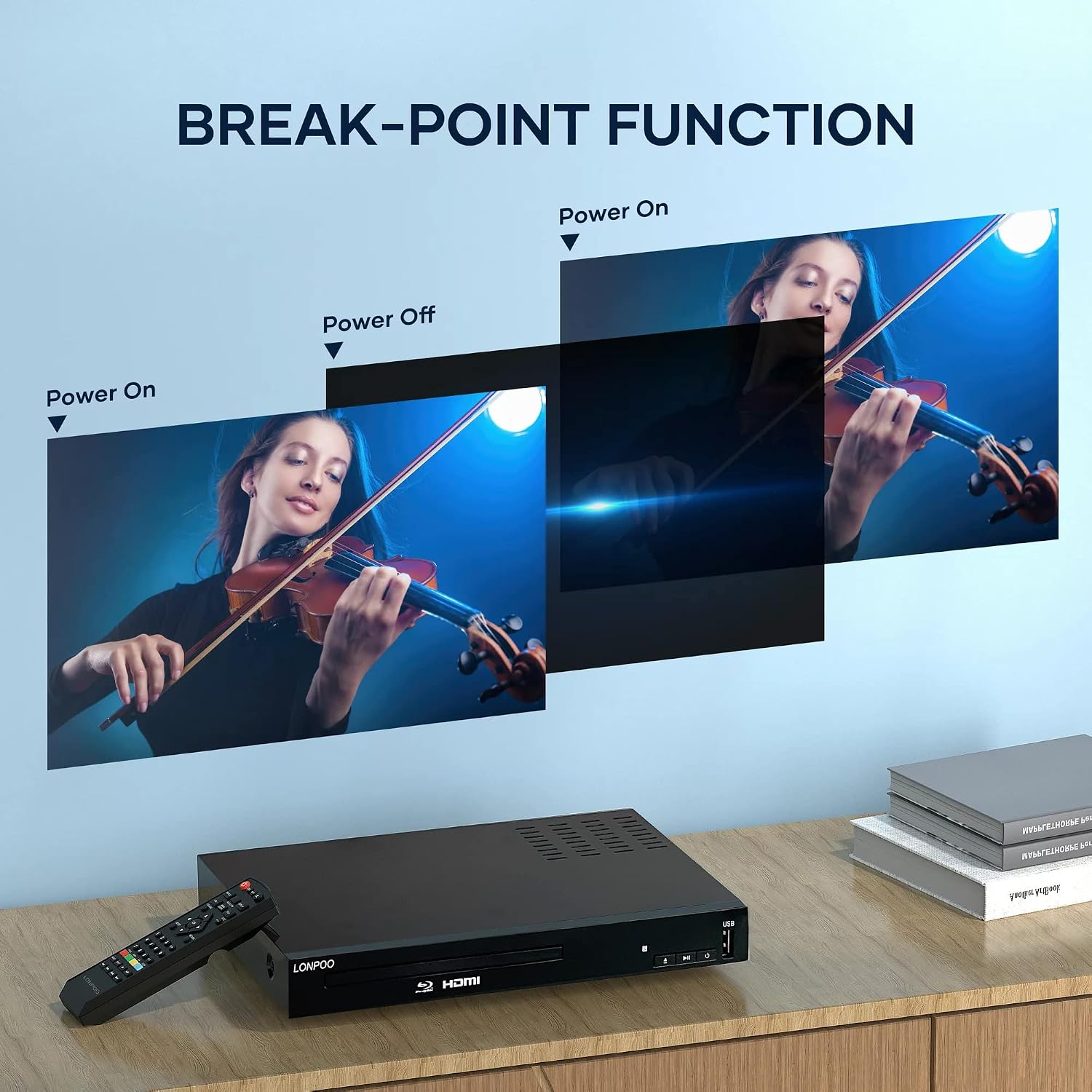 Blu Ray Player for TV, Full HD DVD Player HDMI with Dolby Digital TrueHD/DTS | Region A Blu-ray, Region Free DVD Disc, DVD Upscaling