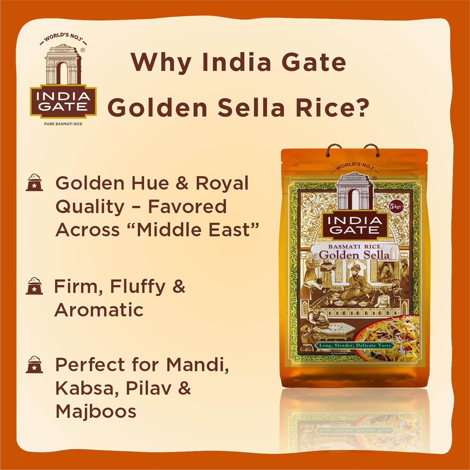 India Gate - Parboiled Basmati Rice - Golden Sella, 10 Pound Bag