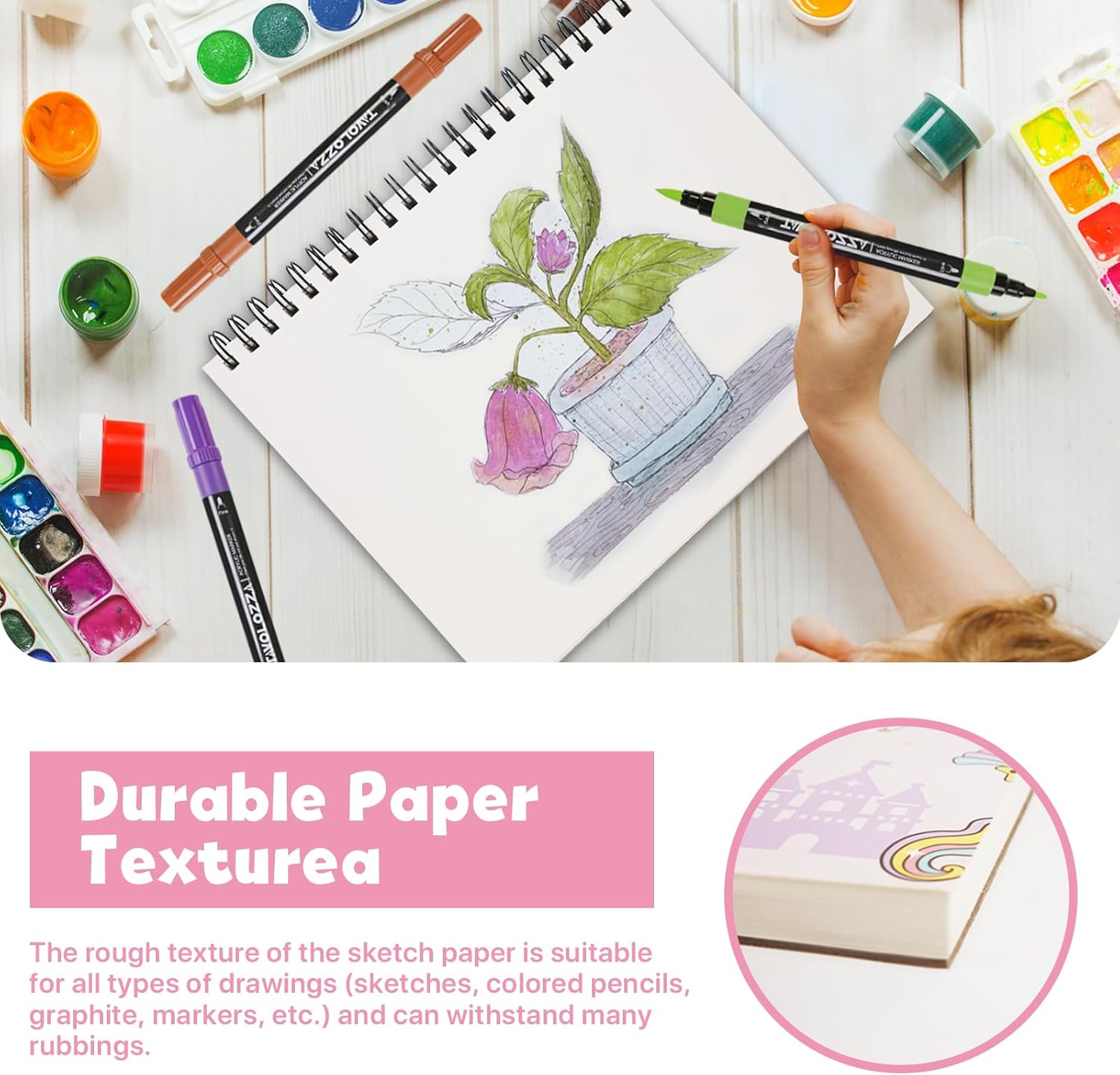 conda 8.5"x11" Sketch Book, 80 Sheets (68 lb/100gsm), Spiral Bound Artist Sketch Pad, Durable Acid Free Drawing Paper for Drawing Painting