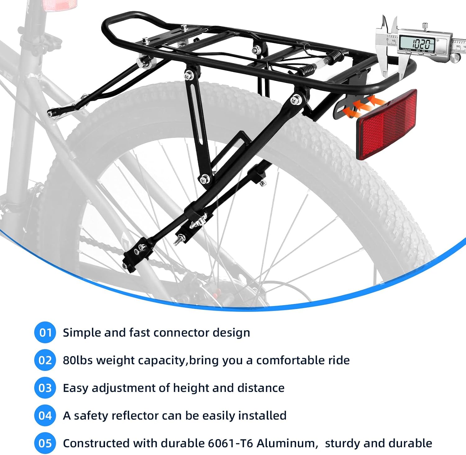 Generies Biking Universal Adjustable Bike High Capacity Cargo Rack Cycling Equipment Stand Footstock Bicycle Luggage Carrier Racks