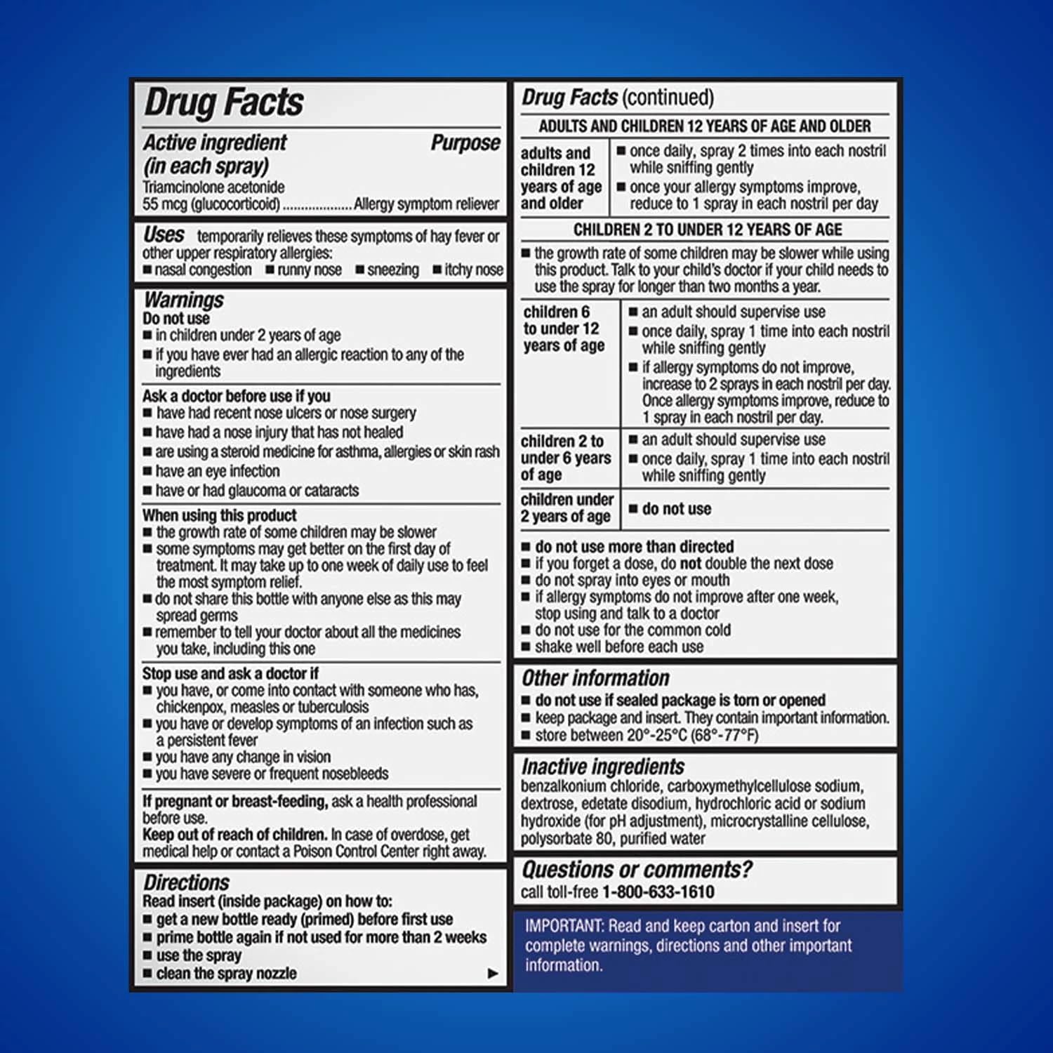 Nasacort 24HR Allergy Nasal Spray for Adults, Non-drowsy & Alcohol Free, 150 Spray Pack