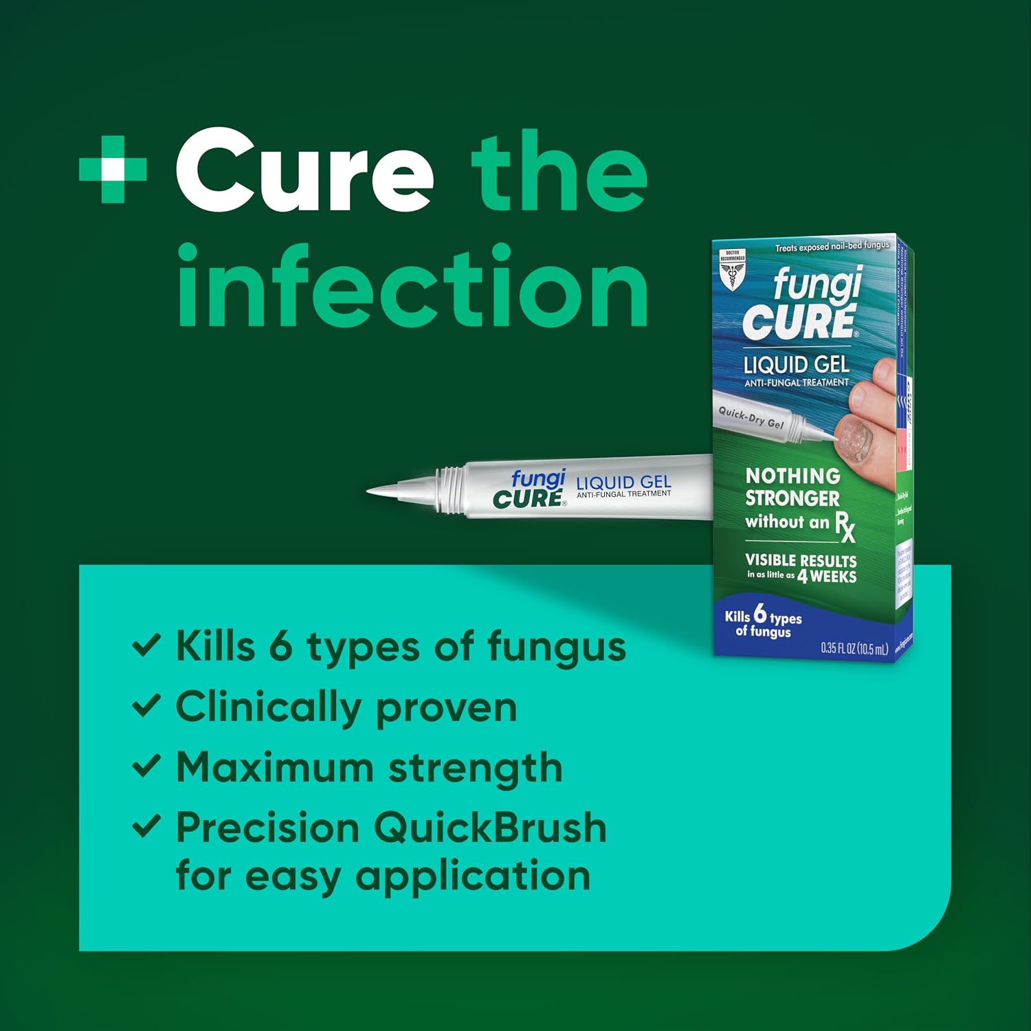 FUNGICURE Medicated Liquid Gel - Maximum Strength 0.35 Fluid Ounce | Cures fungal infections & kills 6 types of fungus. Clinically proven