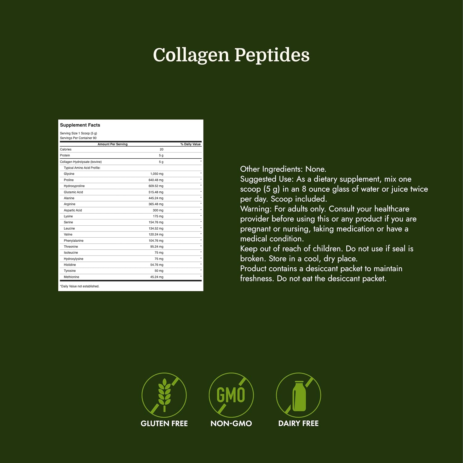 Swanson High Plains Collagen Hydrolysate Peptides, Unflavored (1 lb) | For Adults over 30 Seeking Hair, Skin, Nail, and Joint Support, Unflavored Peptides with No Fillers or Flavors
