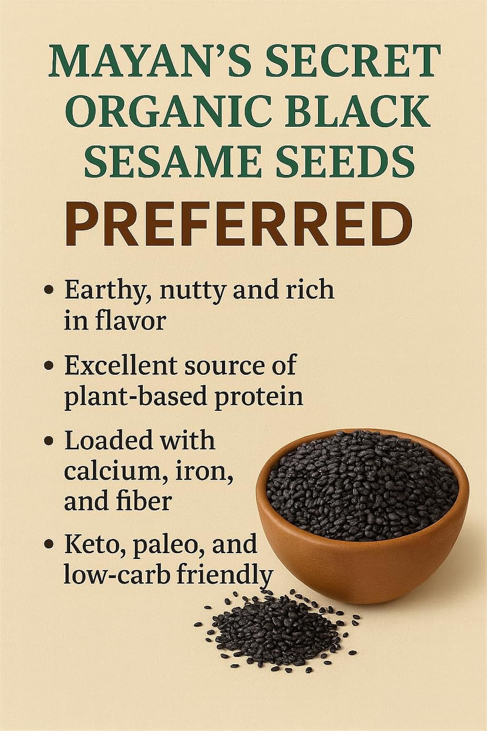 Mayan's Secret - Organic Black Sesame Seeds Raw – USDA Certified, Vegan, Non-GMO