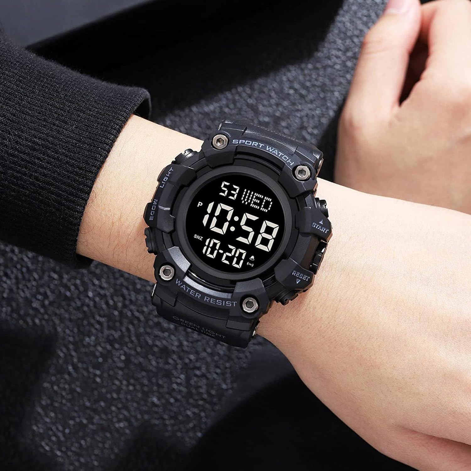 FANMIS Men's Digital Sport Watch Military LED Alarm Waterproof Quartz Watch | Tactical Outdoor Sport Watch Multi Function Led Display Alarm Stopwatch Date Quartz Rugged Style Daily Water Resistance