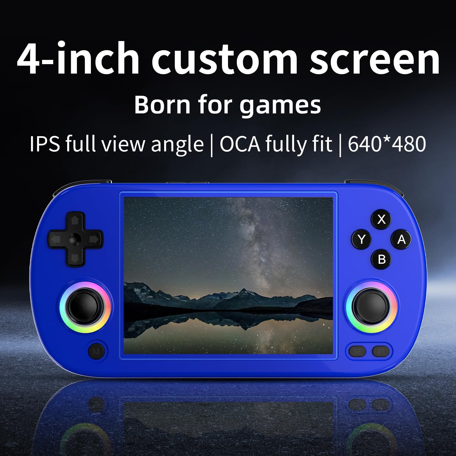 Doriteney RG40XX H Retro Handheld Game Console 4.0-inch IPS Screen Linux System Game Player 64GB Card Preloaded 5000+ Games RGB Lighting 3200mAh Battery RG40XX H-Black