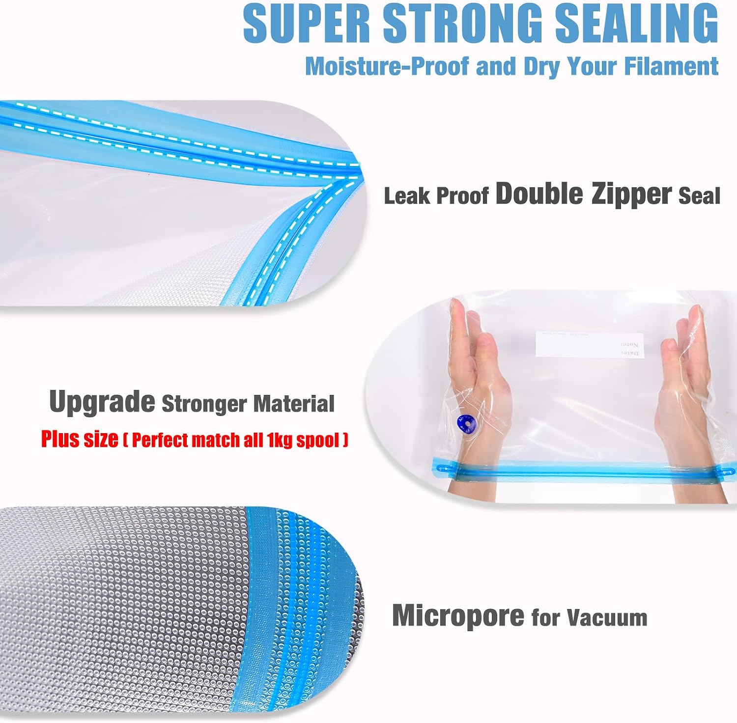 30 Pcs Filament Vacuum Storage Bags with Upgraded Pump for 3D Printer Accessories