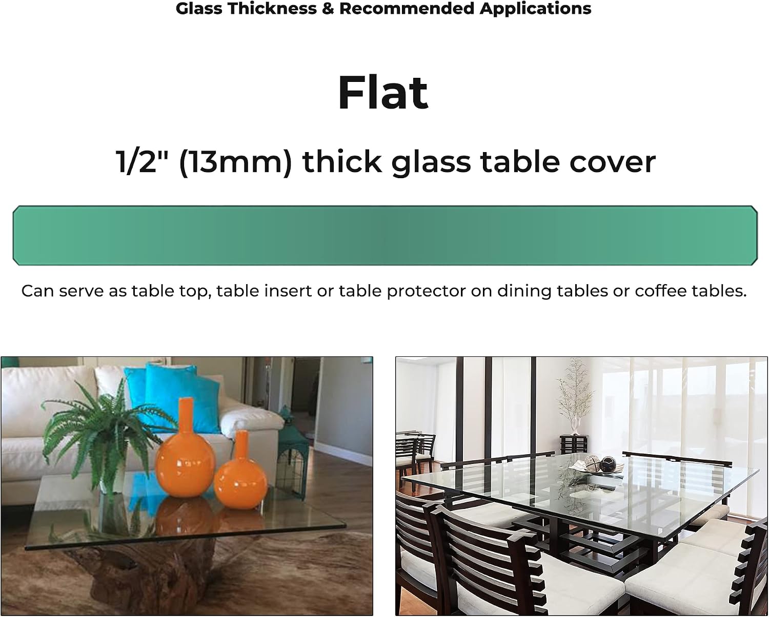 Clear Tempered Glass Table Top 22 Inch Square Flat Polished Edge with 1/4 Inch Thickness for Dining, Coffee or Side Tables by Fab Glass and Mirror