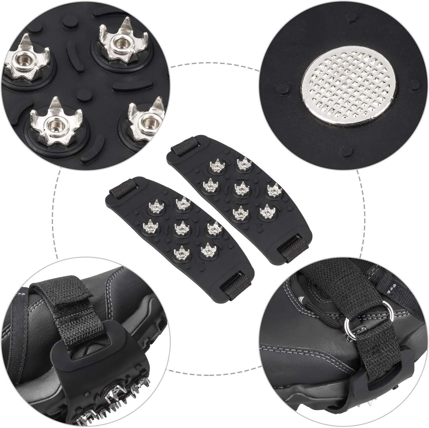 FANBX F Crampon Traction Cleats Anti-Skid Traction Grips Crampons Spikes 7 Point Cleats for Footwear for Walking, Jogging, Hiking, Mountaineering Ice Snow Grips