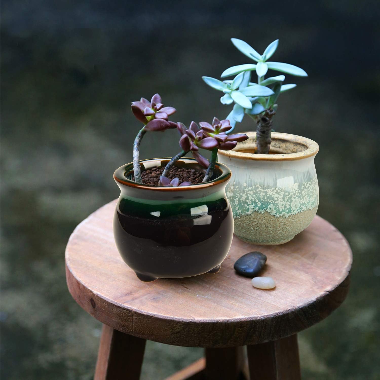 2.1 Inch Ceramic Small Succulent Pot,Plant Pots,Mini Flower Pots | Ceramic Succulent Pots with Drainage,Small Planter for Mini Plant Flowing Glaze Base Serial Set with Holes for Indoor,Outdoor