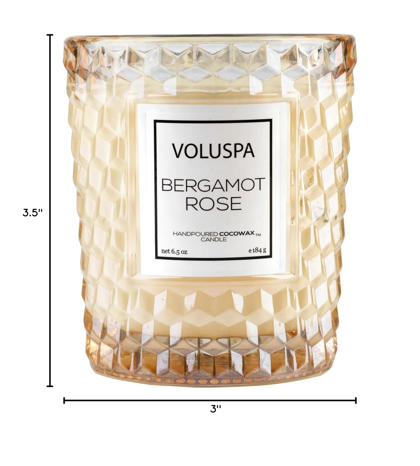 Voluspa Bergamot Rose, Classic Candle Jar, 6.5 oz, 40 Hour Burn Time, Coconut Wax for Clean Burning, Handcrafted in the USA