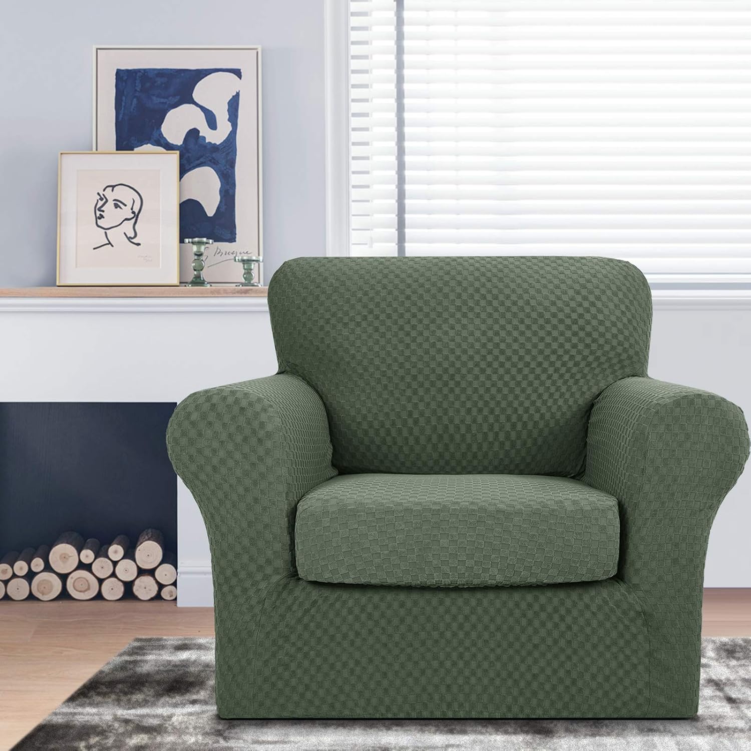 MAXIJIN Latest Recliner Slipcovers for Living Room 4 Pieces Stretch Jacquard Recliner Chair Cover Soft Fitted Recliner Protector with Elastic Bottom