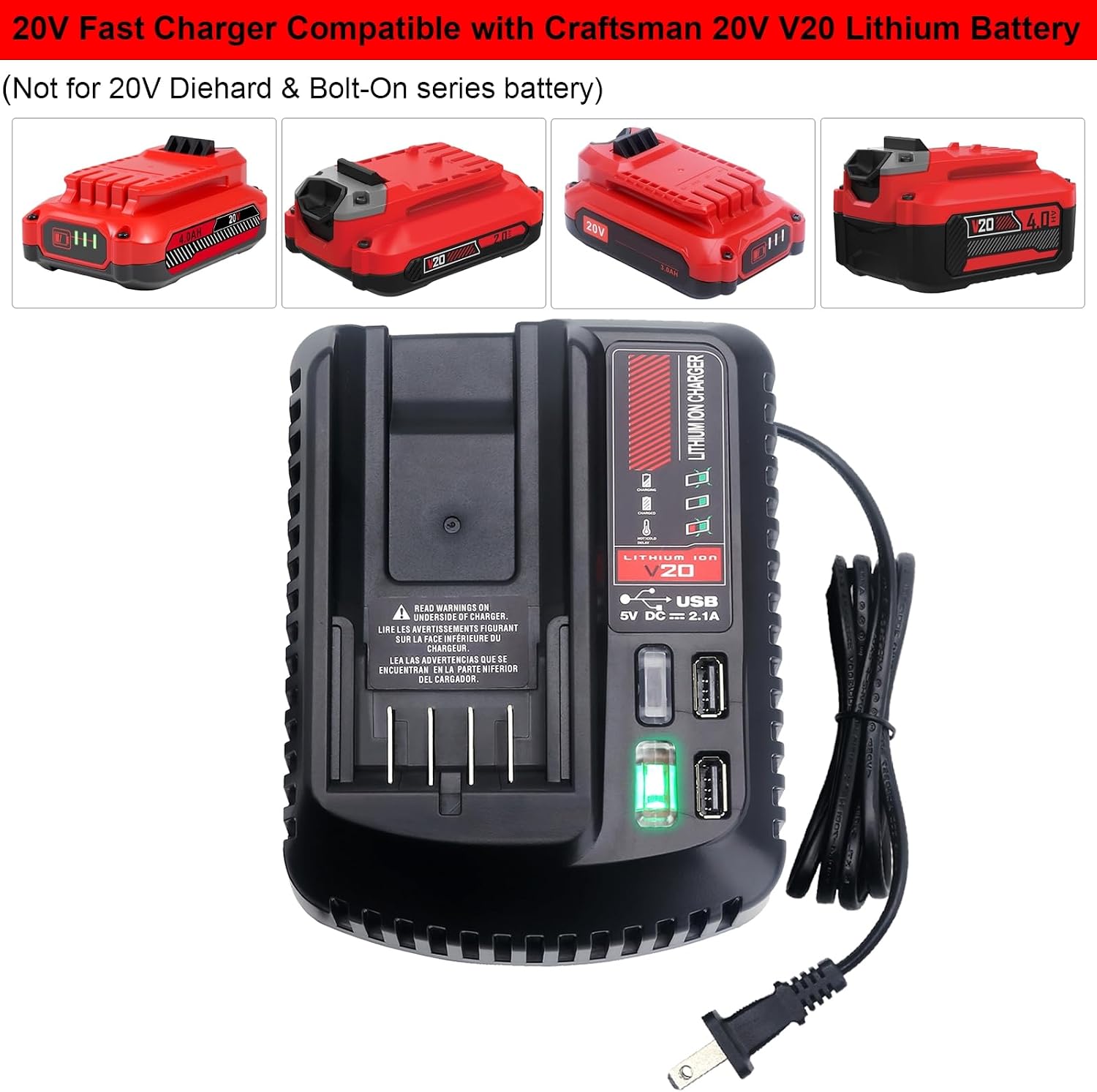 Elefly 20V CMCB202 Battery Compatible with Craftsman V20 Lithium Ion Battery CMCB202-2 CMCB201 CMCB204