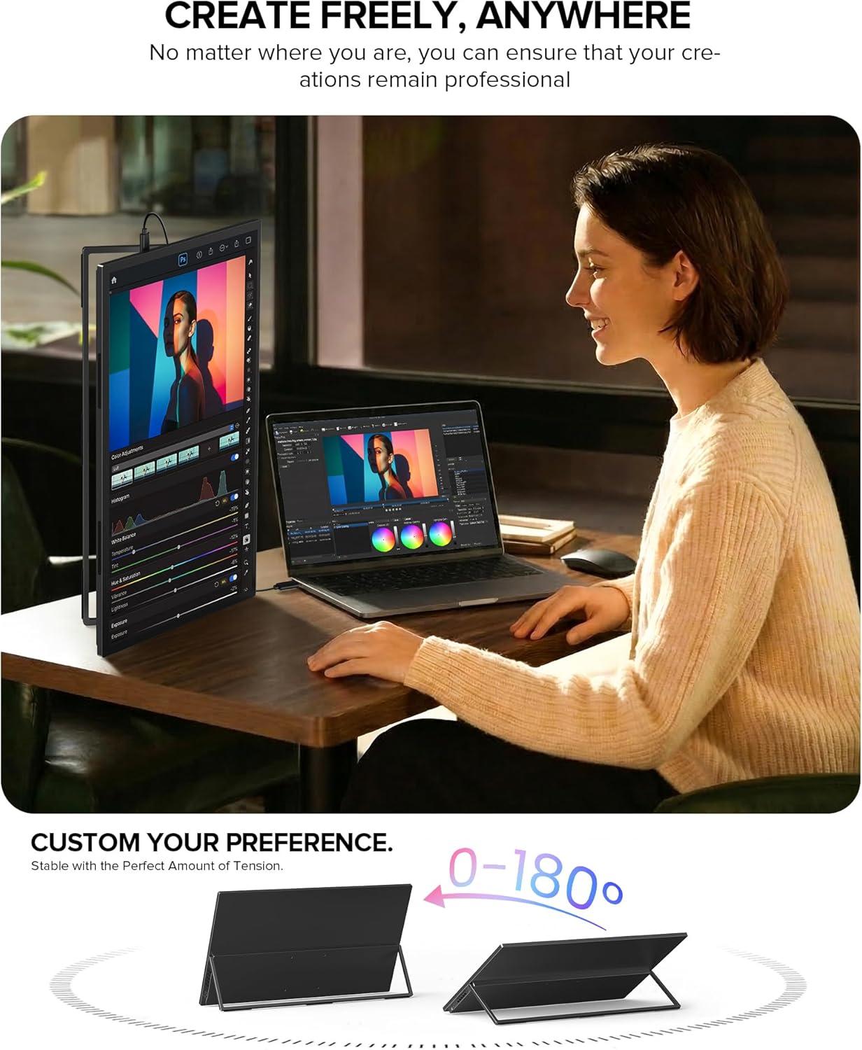 UPERFECT 18.5" 120Hz Portable Monitor, 125% sRGB Large Gaming Monitor