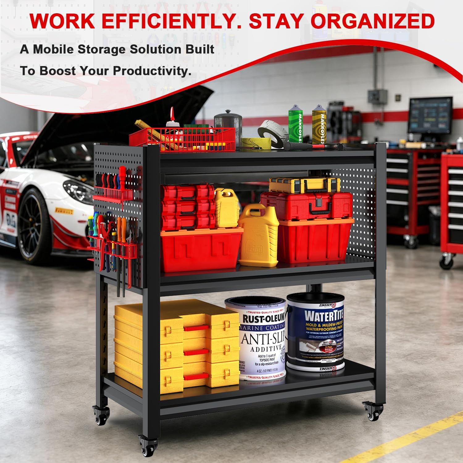 Work Bench with Pegboard,Heavy Duty 3000lbs Capacity Workbench Adjustable Shelves,Work Table for Garage Warehouse47.2 H*47.09" W*19" D