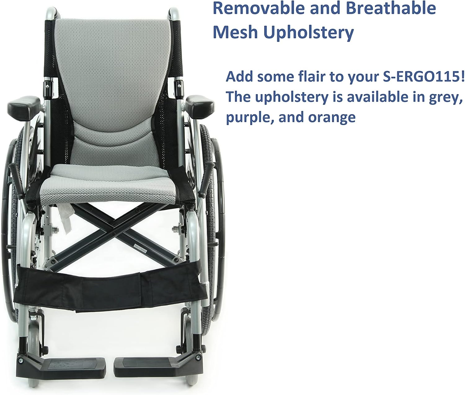 Karman 25 lbs Ergonomic Wheelchair with Removable Footrest 18" Silver