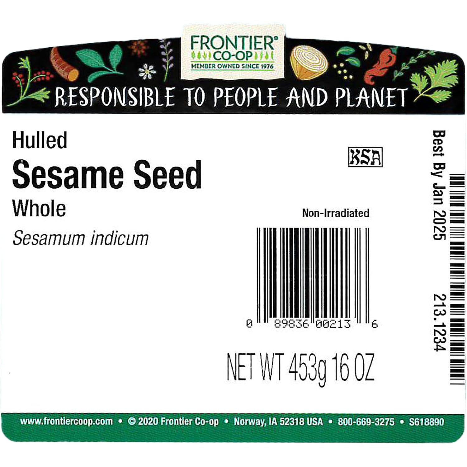 Frontier Bulk Sesame Seed Hulled Whole, 1 Pound