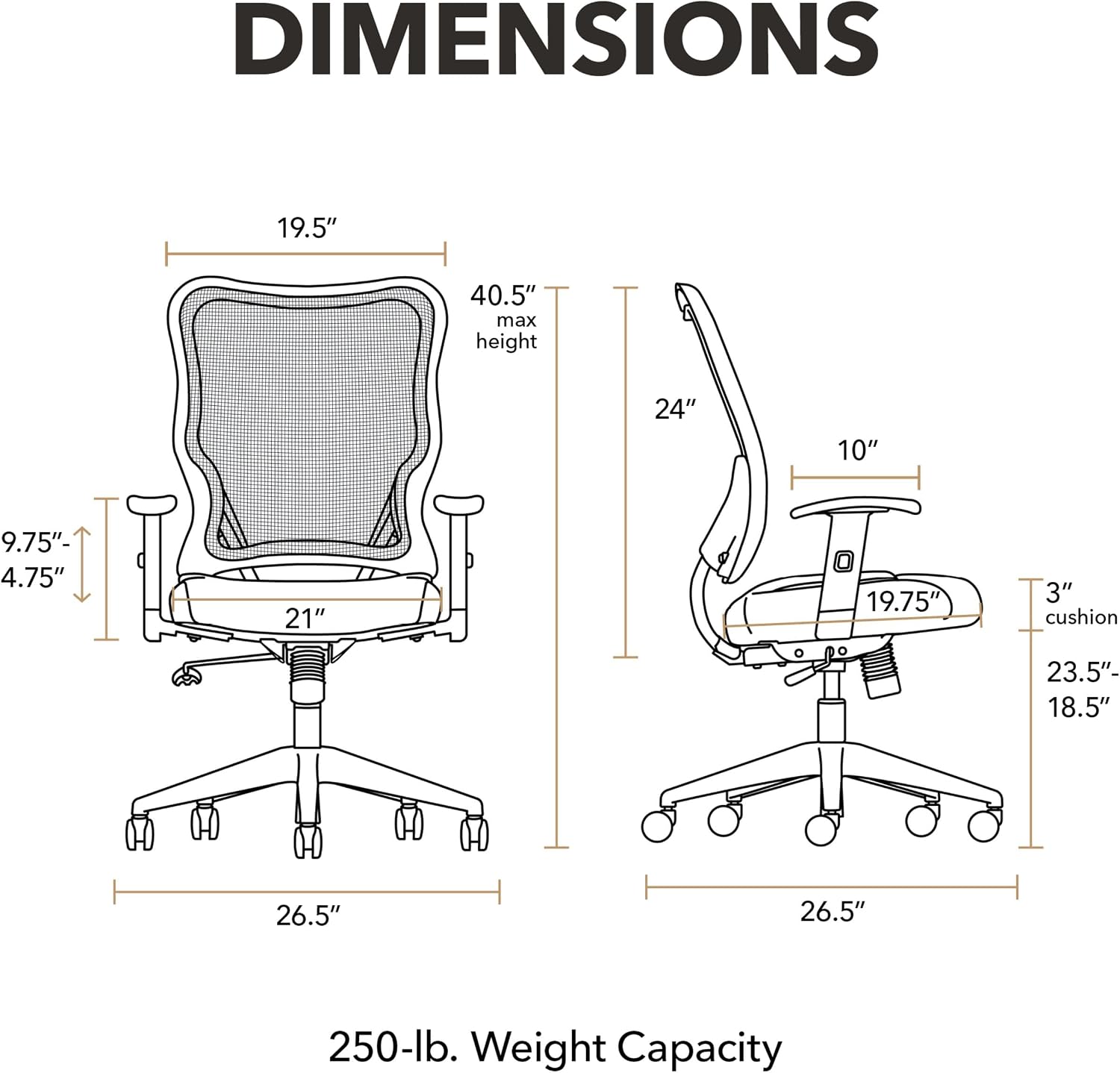 HON Wave Ergonomic Office Chair, Lumbar Support, Desk Chair, Black | High back ergonomic office desk chair with lumbar support, adjustable arms, office decor, advanced tilt for comfort
