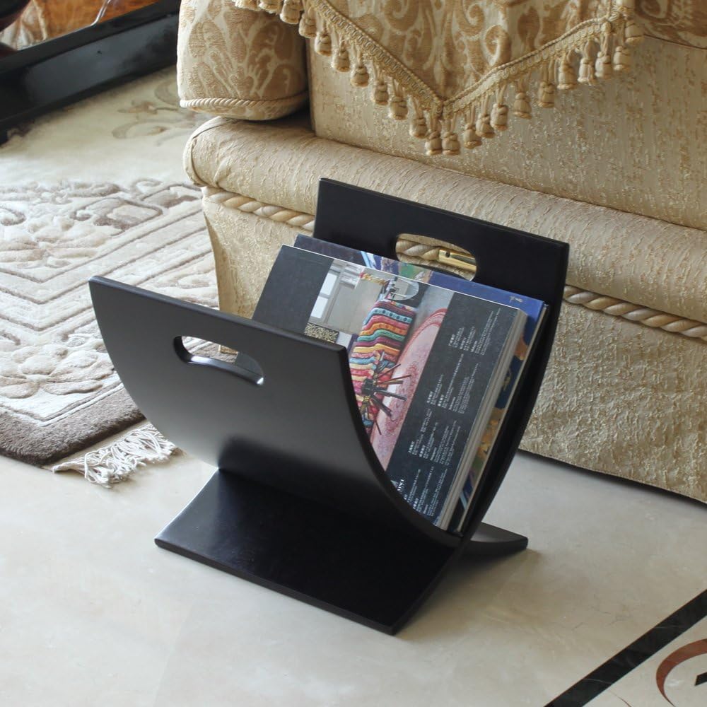 Oceanstar M1170 Contemporary Wooden Magazine Rack, Black