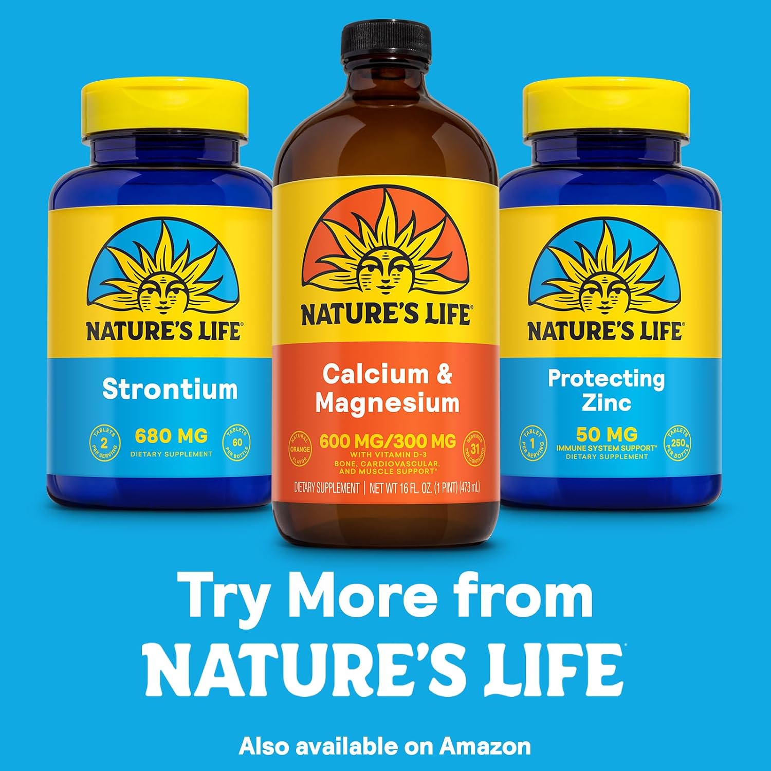 NATURE'S LIFE Liquid Calcium Magnesium Supplement with Vitamin D 3 - Bone Health, Muscle, Heart Health and Immune Support - Natural Orange Flavor