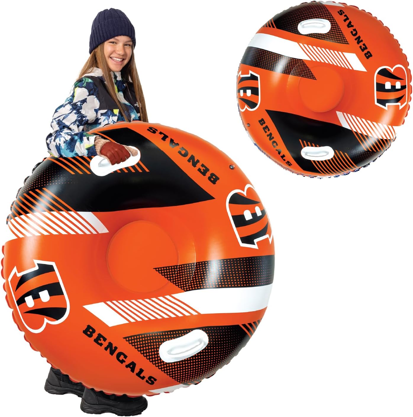 Big Mouth Inc NFL Snow Tube, Heavy Duty Inflatable Snow Sled for Winter Tubing, Ride-On Snow Tube with Handles for Kids and Adults, Outdoor Winter Fun and Football Fan Gifts