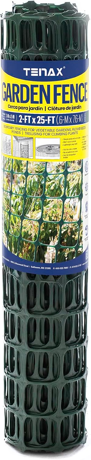 TENAX Garden Fence - Green, Durable, Lightweight - 3' x 25' - Plastic