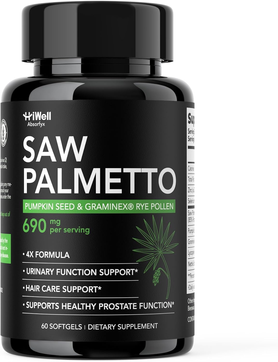 Saw Palmetto for Men Supports Prostate Health 320mg Extract | 100% Oil Extract 85% Fatty Acids Pharmaceutical Grade