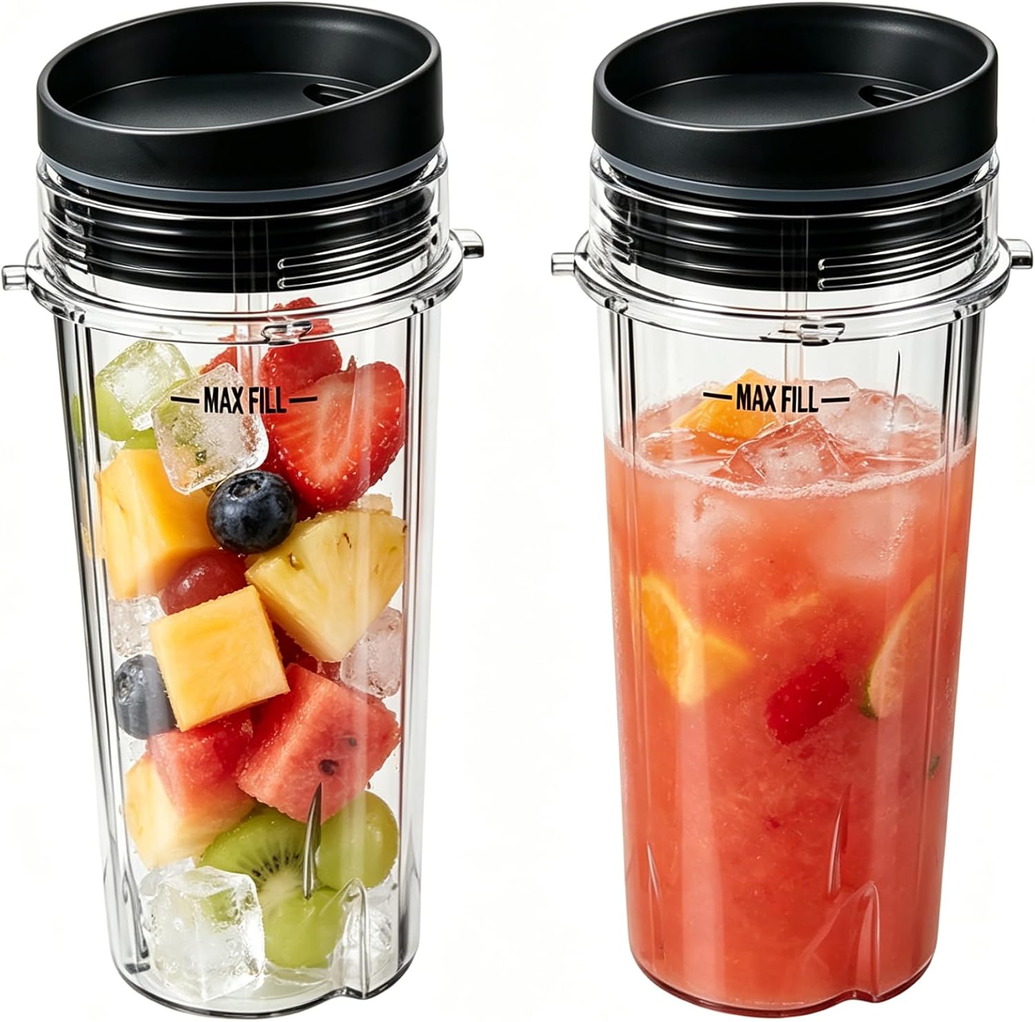 Blender Cups Fit for Ninja, Replacement Parts 16OZ Cups with Lids