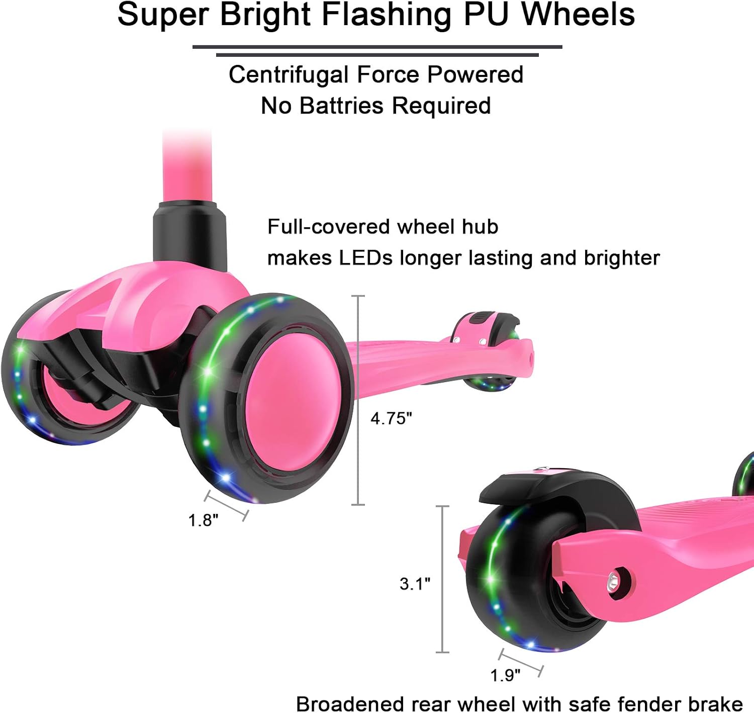 Allek Kick Scooter B03, Lean 'N Glide 3-Wheeled Push Scooter with Extra Wide PU Light-Up Wheels