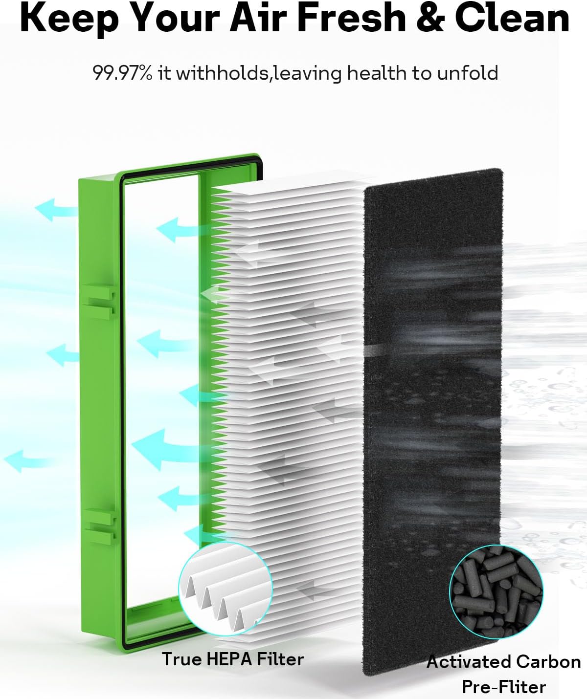 Leemone Aer1 Filter Replacement for Holmes/Bionaire Air Purifier, Blue 2+4