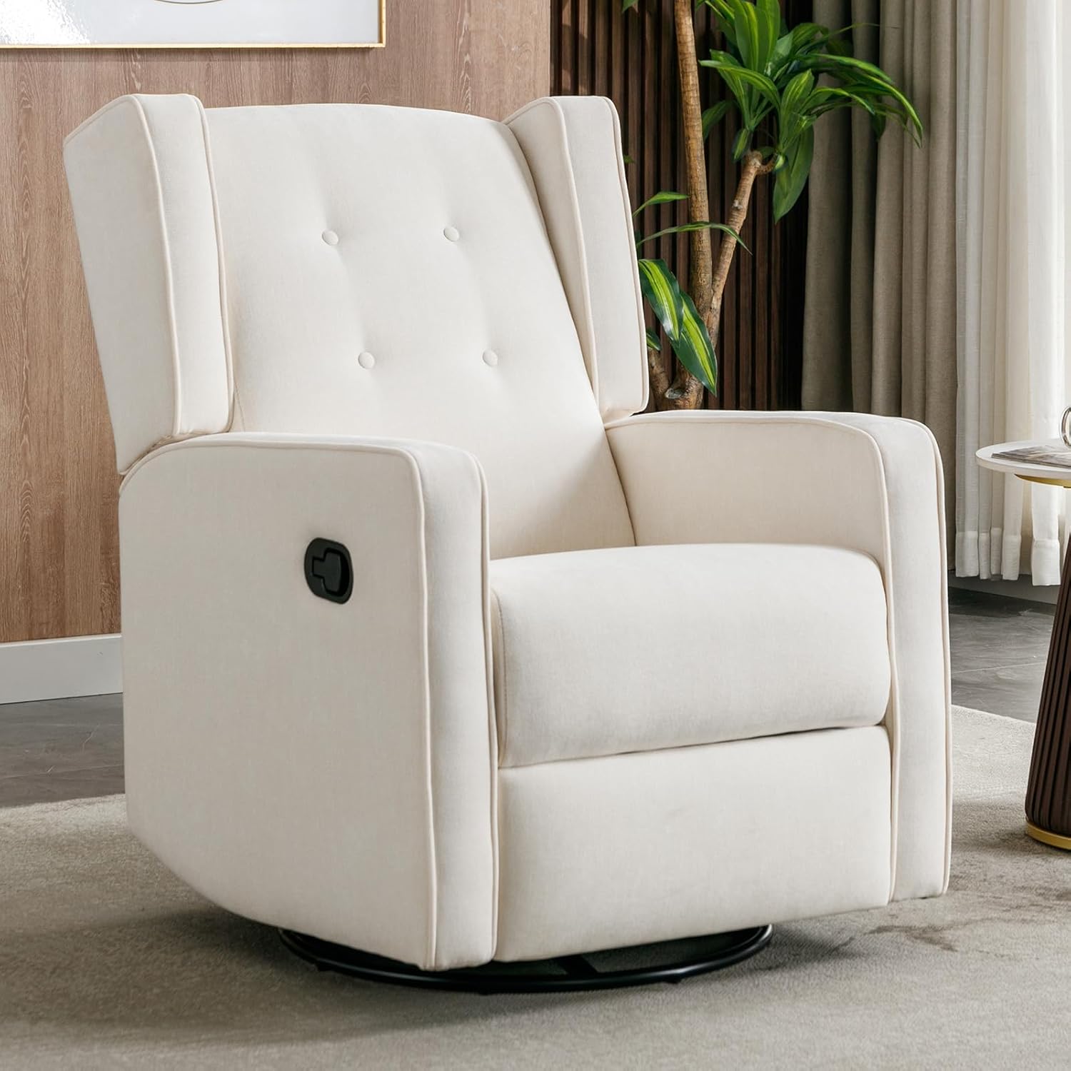 CANMOV Swivel Rocker Recliner Chair, Nursery Glider Chair, Nursery Rocking Chairs, Manual Reclining Chair, Grey