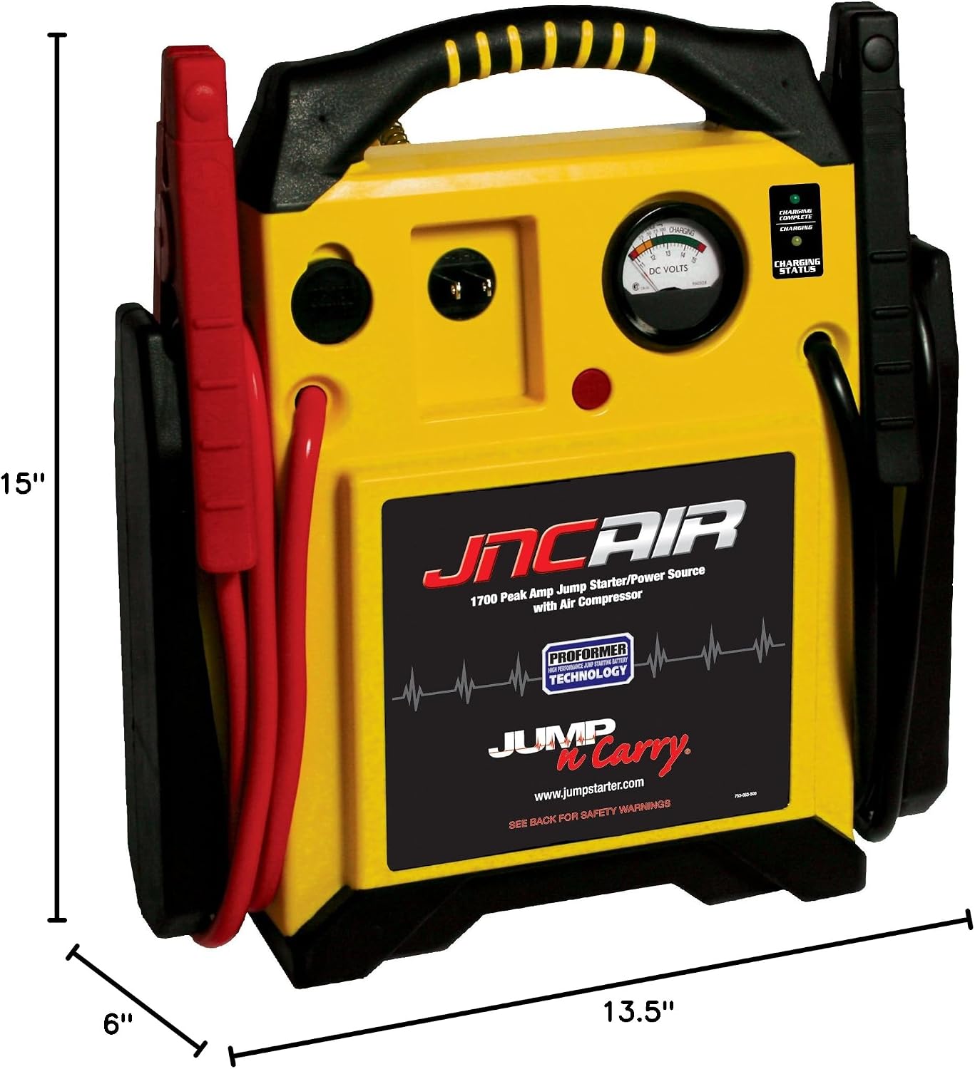 Clore Automotive Jump-N-Carry JNCAIR 1700 Peak Amp Jump Starter with Air Compressor