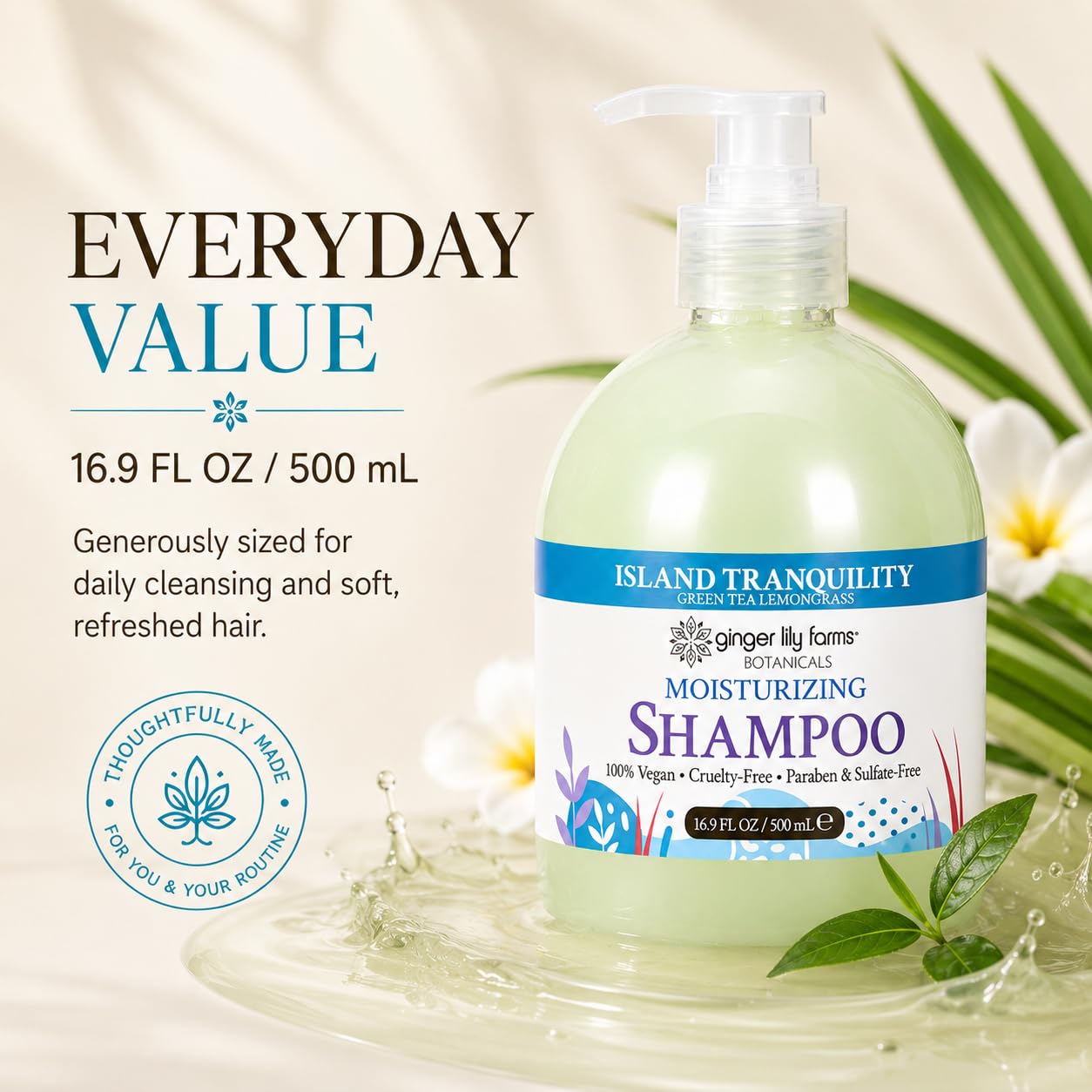Ginger Lily Farms Botanicals Moisturizing Shampoo for All Hair Types, Coco Mango, 100% Vegan & Cruelty-Free, Coconut Mango Scent, 1 Gallon (128 fl oz) Refill | for Hands, Body & Hair, Moisturizing Wash, Salon Wash, Spa Cleanser, Salon & Spa Essentials, M…