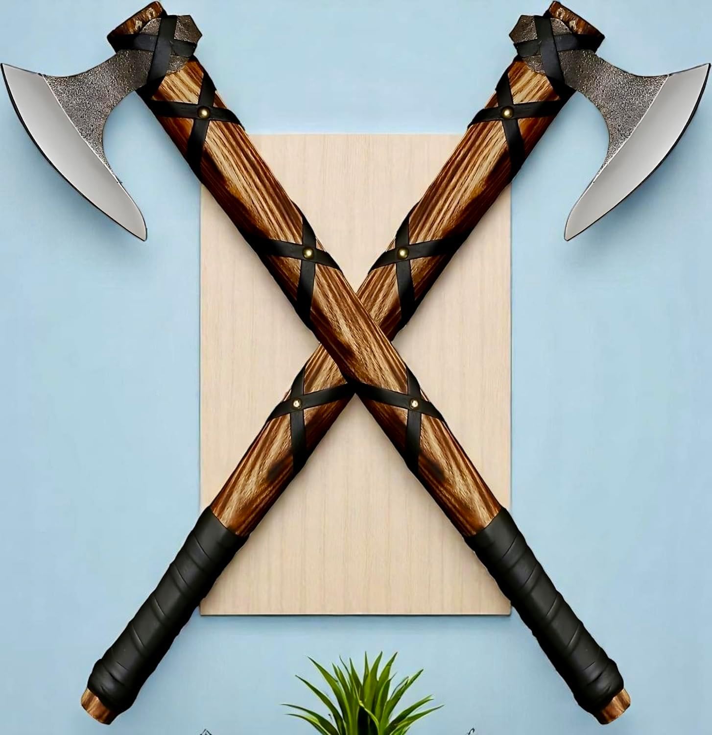 Poshland AX-7000 Custom Gift Forged Carbon Steel Viking Axe with Rose Wood Shaft, Viking Bearded Camping Axe