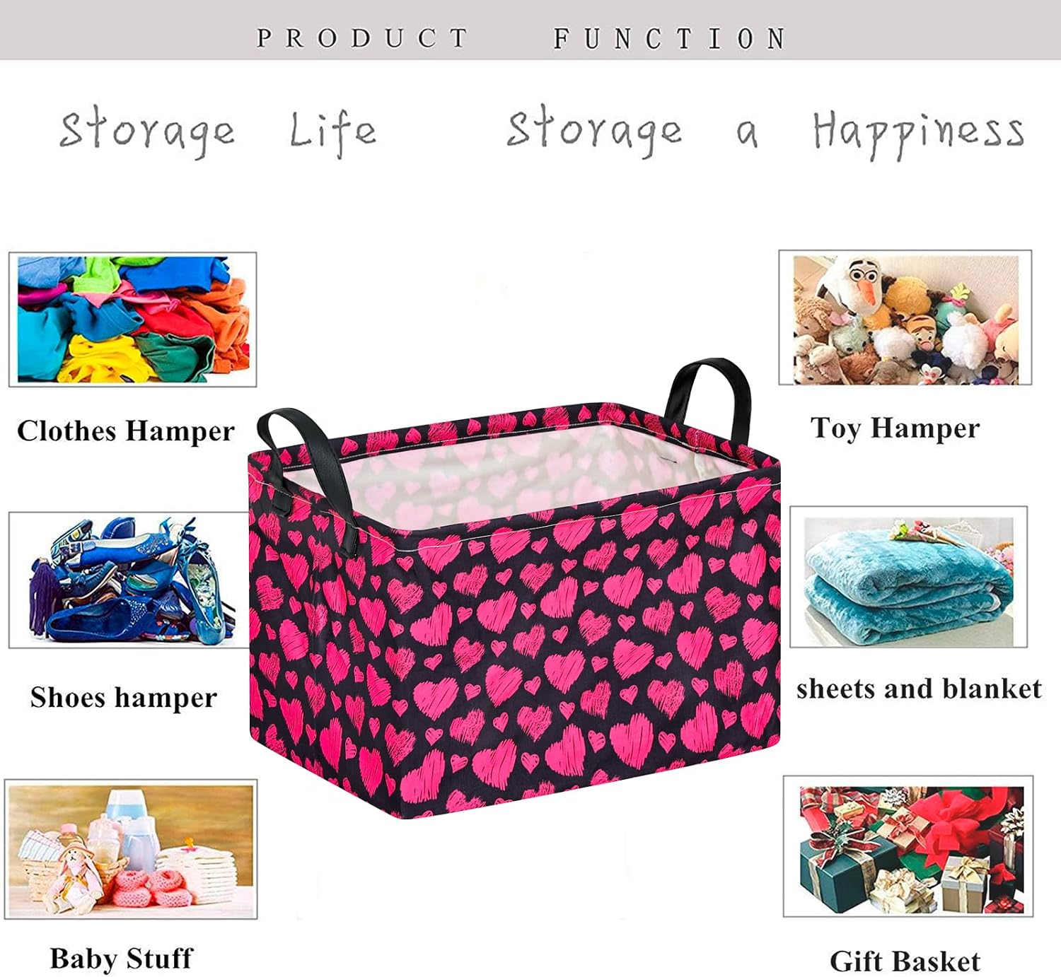 Kid Storage Basket Gift Shelf Basket Toy Storage Bin, Nursery Basket Organizer Box for Children Room Deco With Handles (Grey deer)