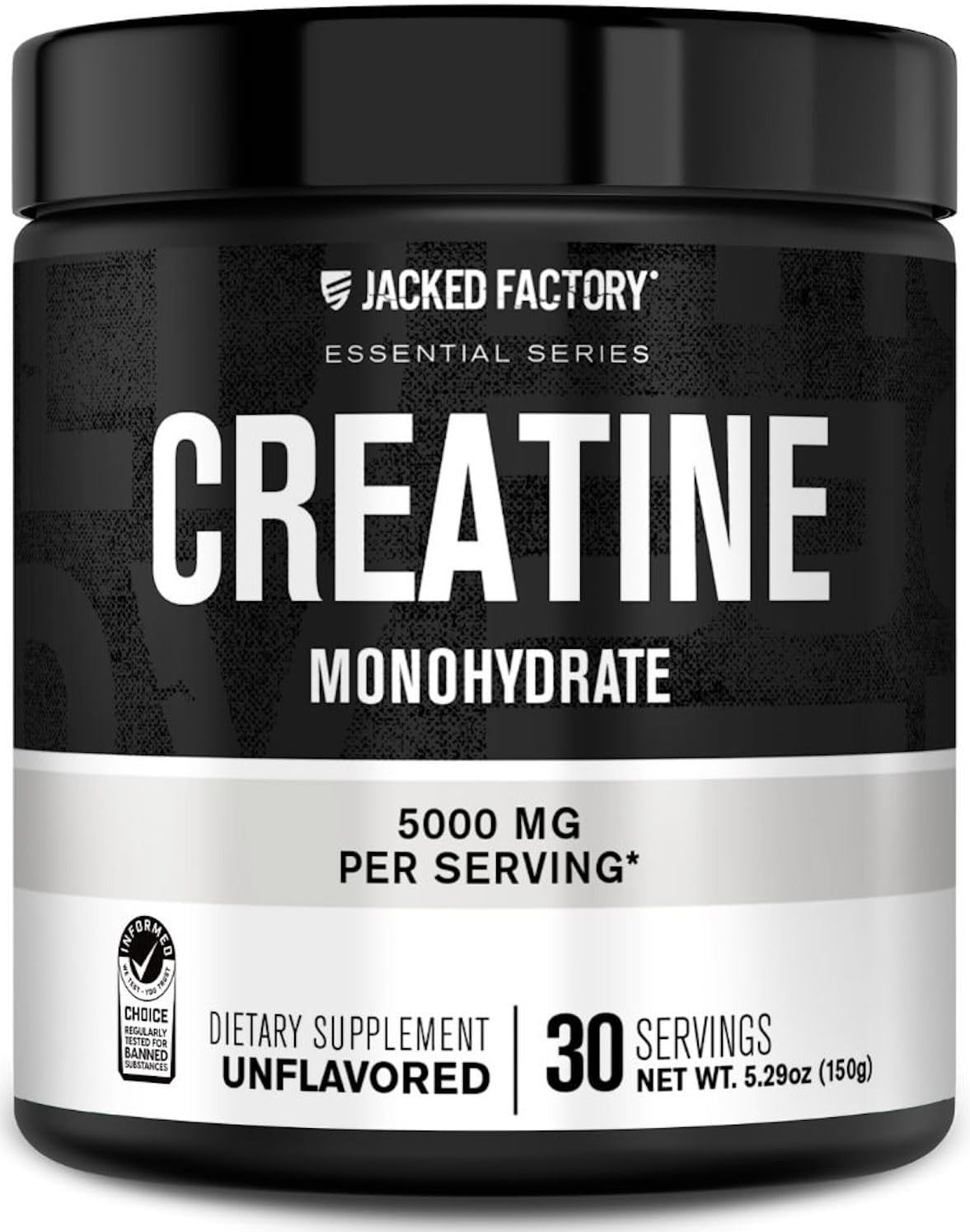 Jacked Factory Creatine Monohydrate Powder 425g - 5g Daily Micronized Creatine Monohydrate for Men and Women, Vegan-Friendly