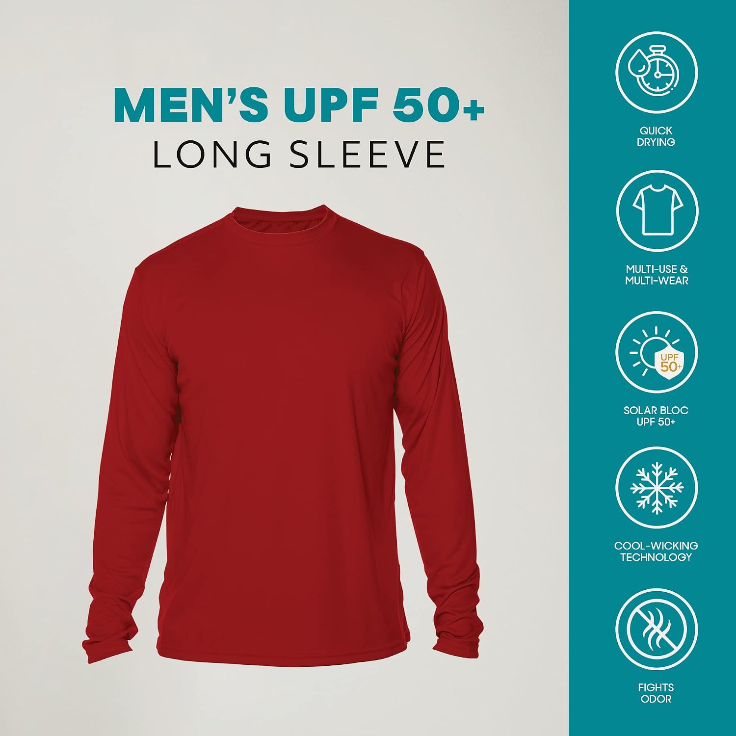 Vapor Apparel Men's Outdoor UPF 50+ Long Sleeve T-Shirt, UV Sun Protection for Fishing, Running, Hiking, Swimming