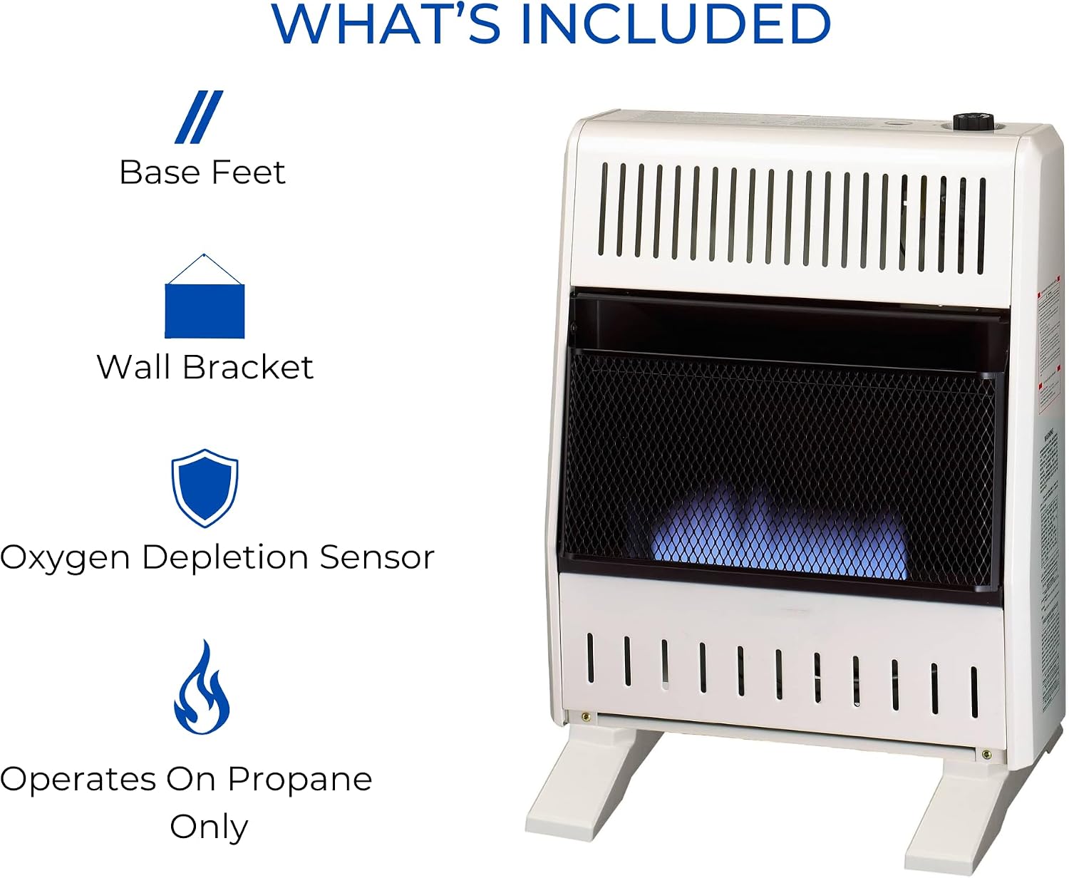ProCom Heating Natural Gas Ventless Blue Flame Heater With Base Feet - 10,000 BTU, Manual Control - Model# MN100HBA-B