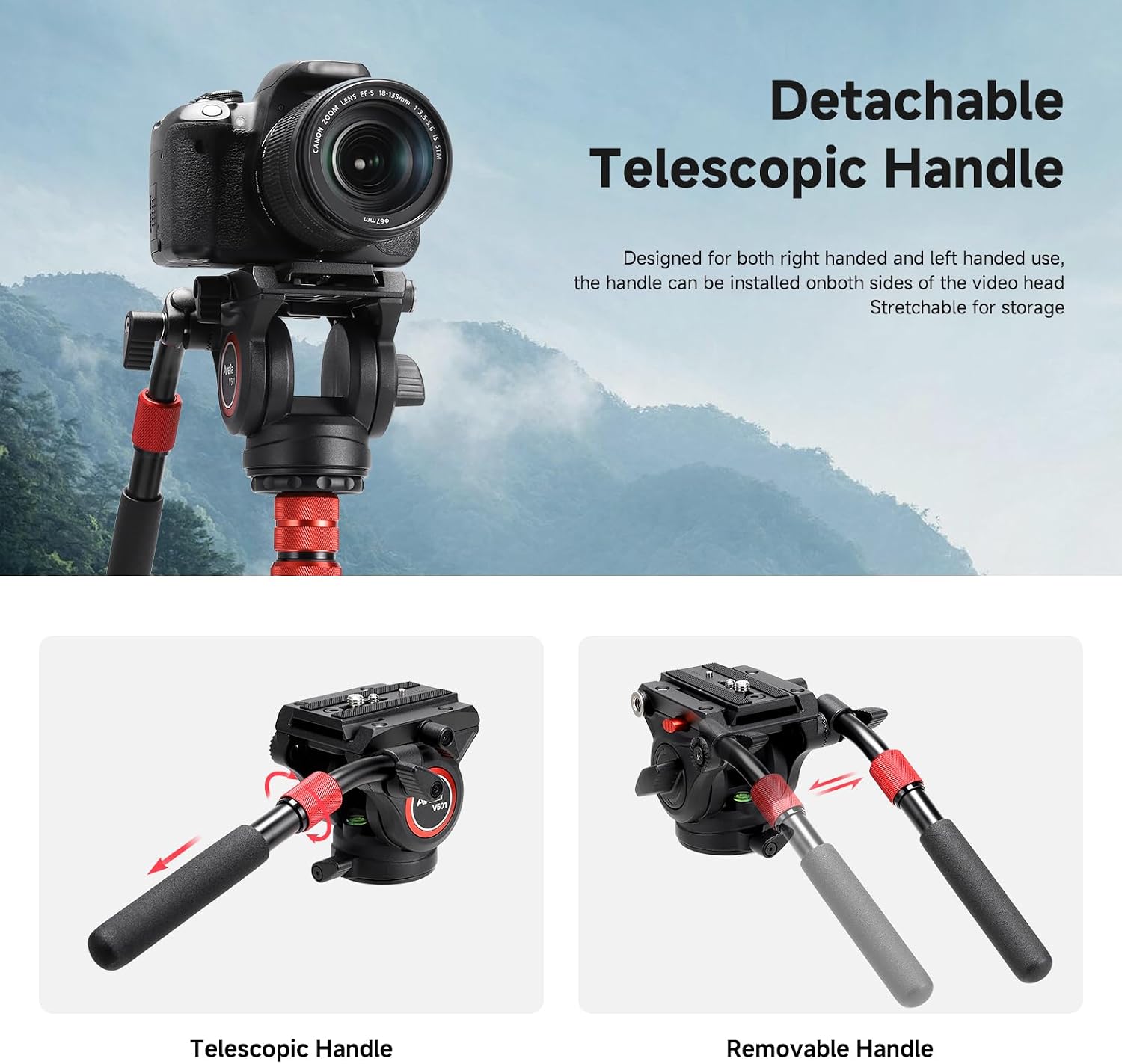 Avella V501 Video Tripod Fluid Head with Quick Release Plate